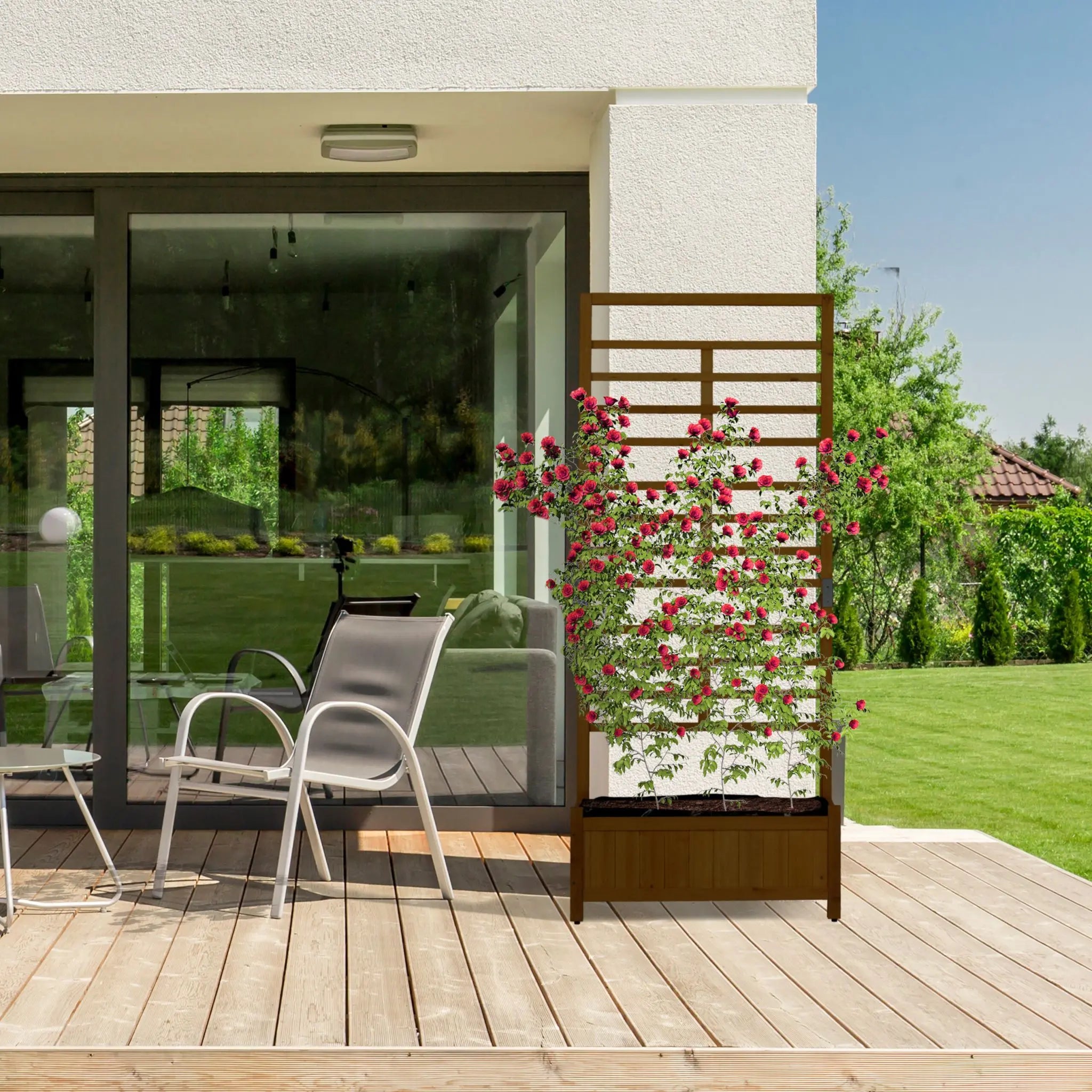 Pflanzkasten mit Spalierwand in Braun Braun-Schwarz von Relaxdays