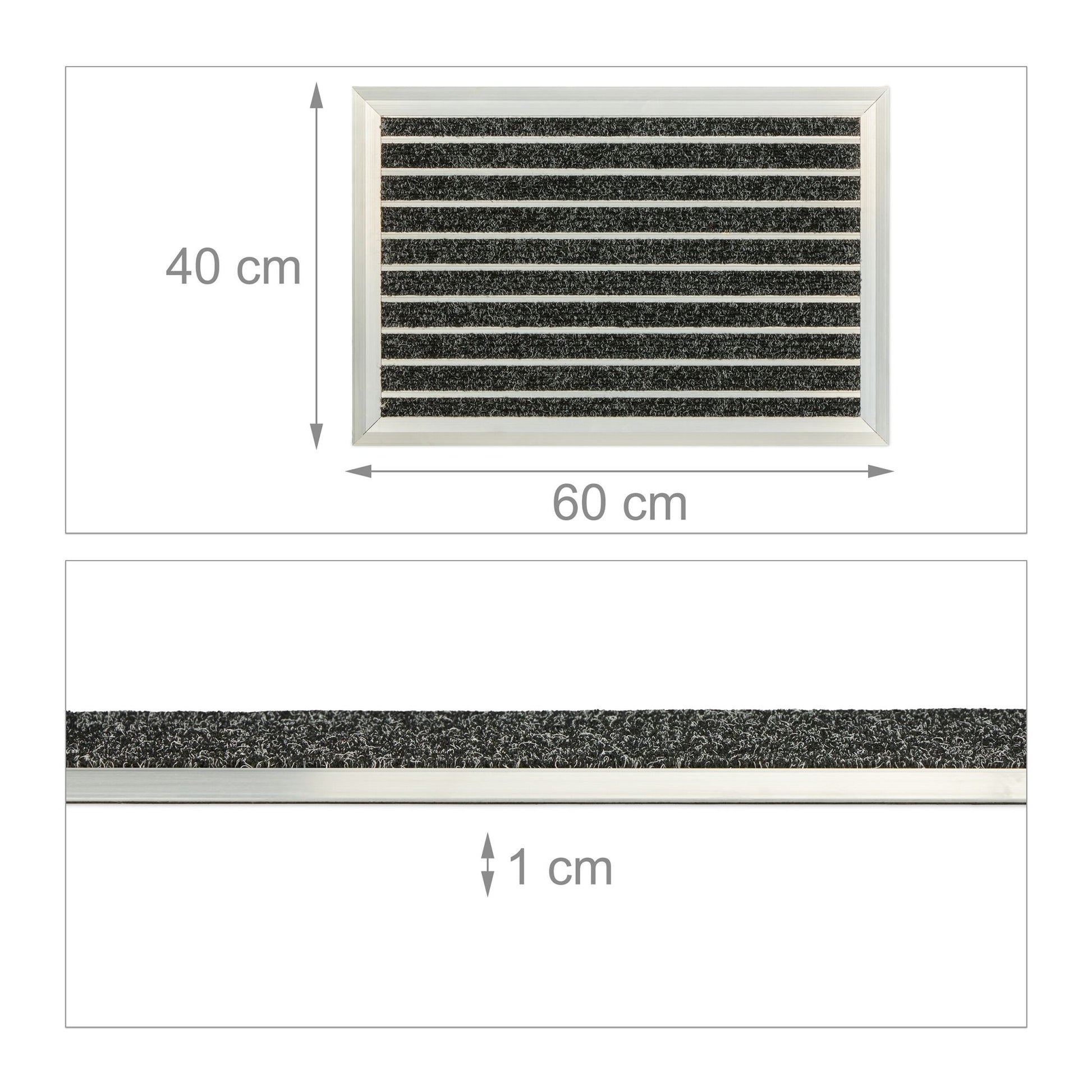 Fussmatte Aluminium schwarz Schwarz-Silber von Relaxdays