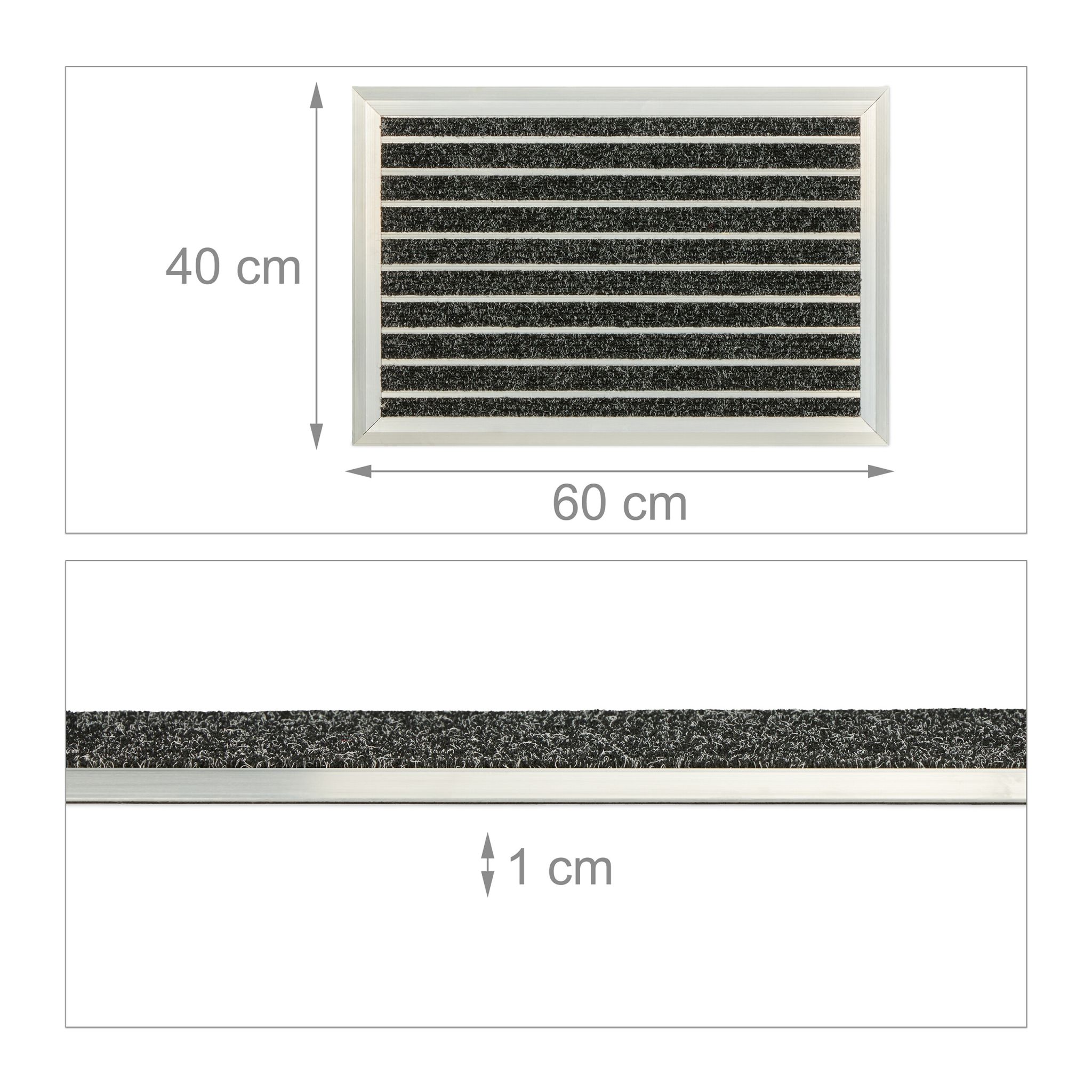 Fussmatte Aluminium schwarz Schwarz-Silber von Relaxdays