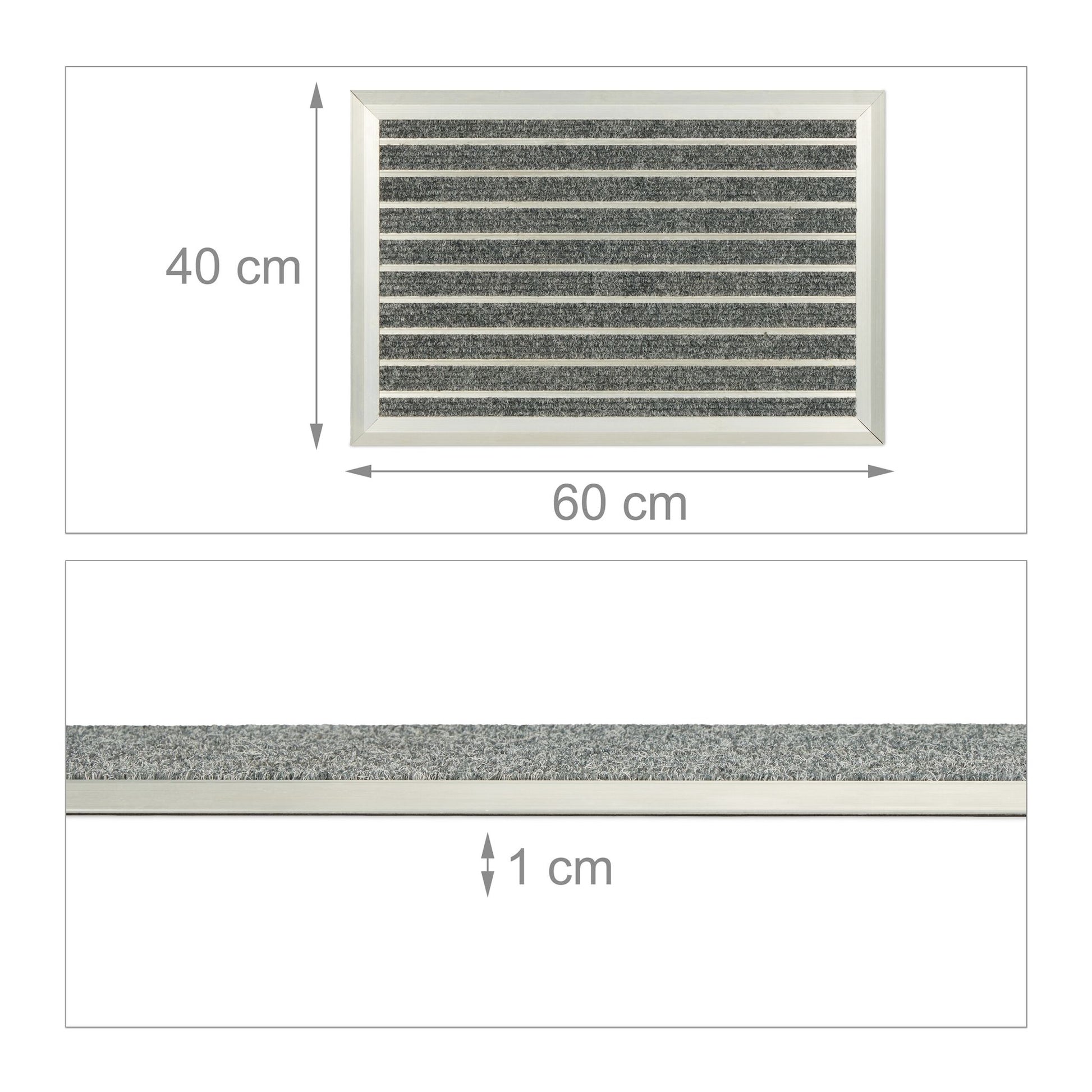 Fussmatte Aluminium Silber-Grau von Relaxdays