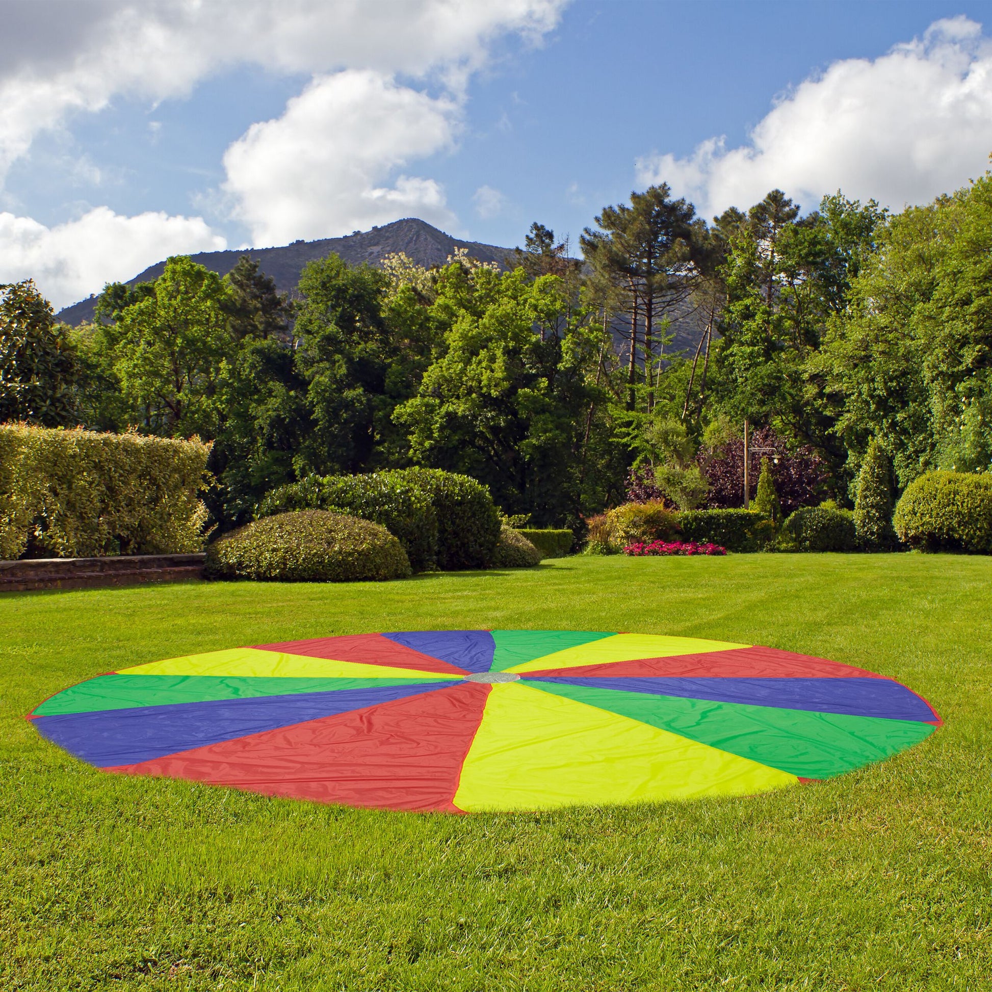 Buntes Schwungtuch 6 m Blau-Grün-Rot von Relaxdays