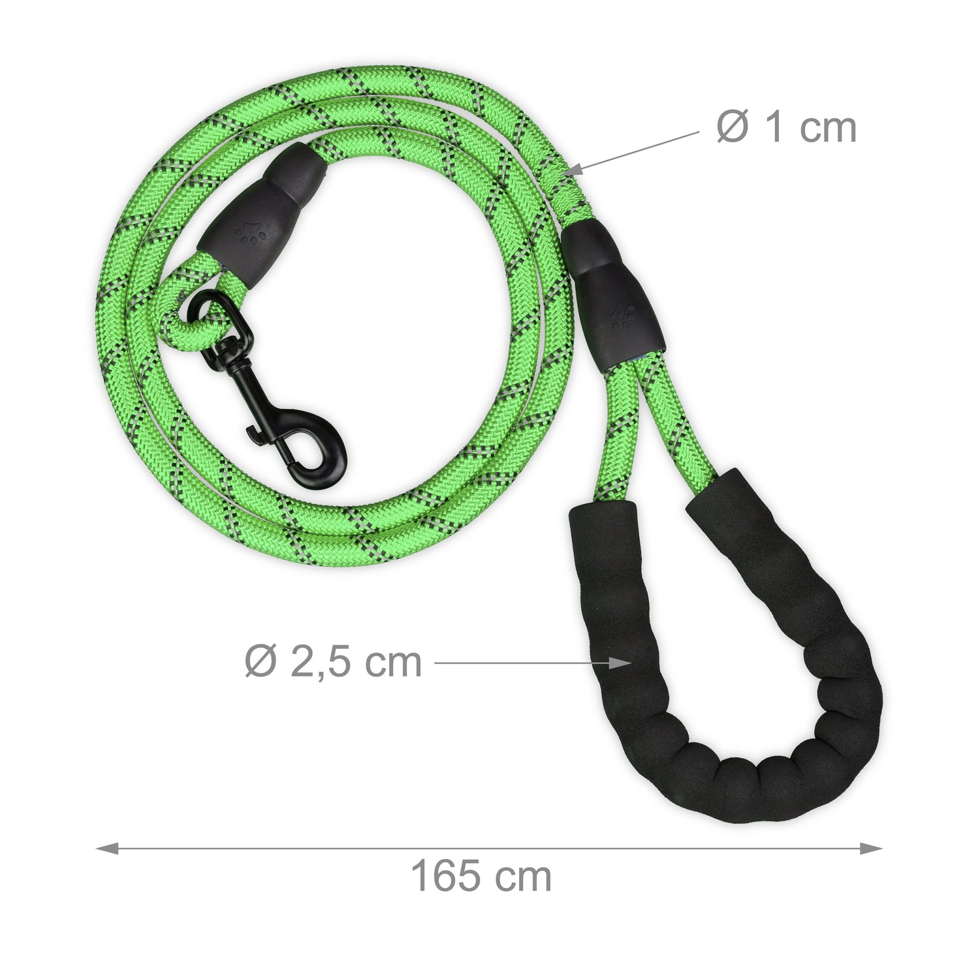 Gepolsterte Hundeleine grün 150cm Grün-Schwarz-Grau von Relaxdays