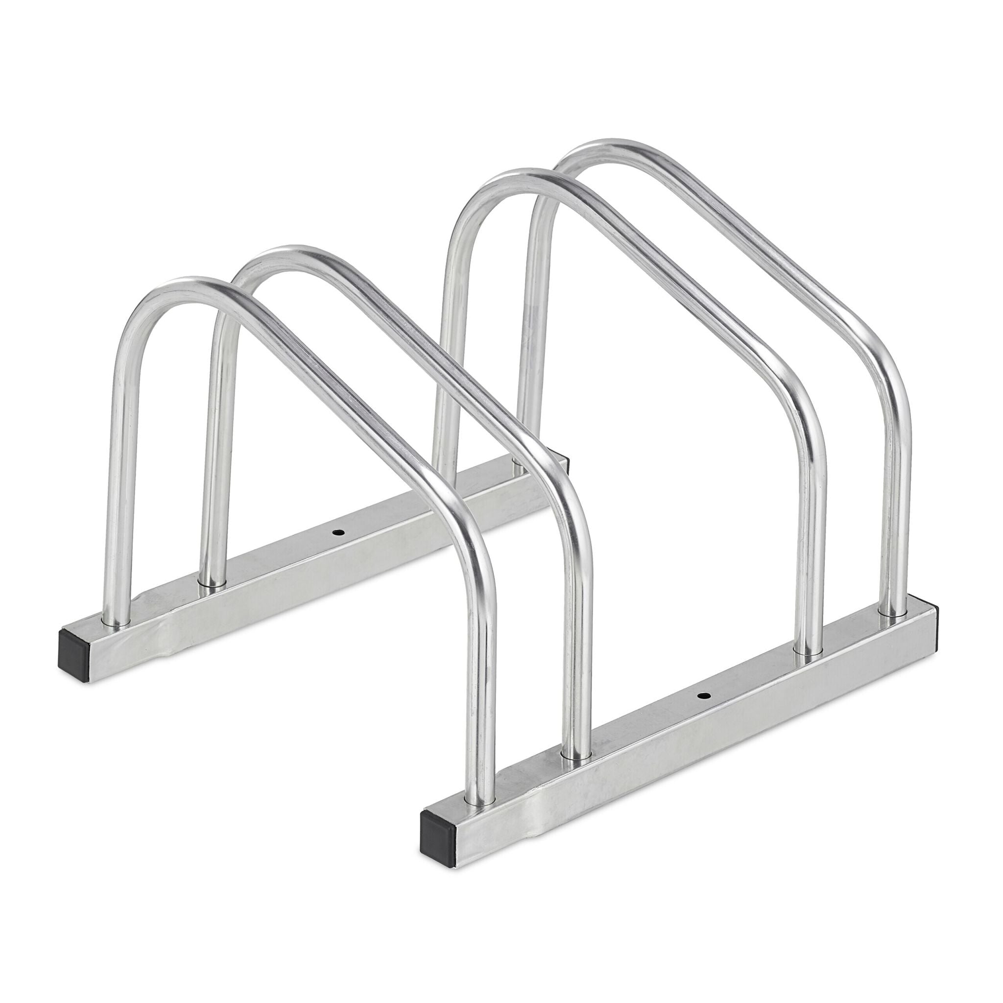 Fahrradständer für 2 Fahrräder Silber von Relaxdays