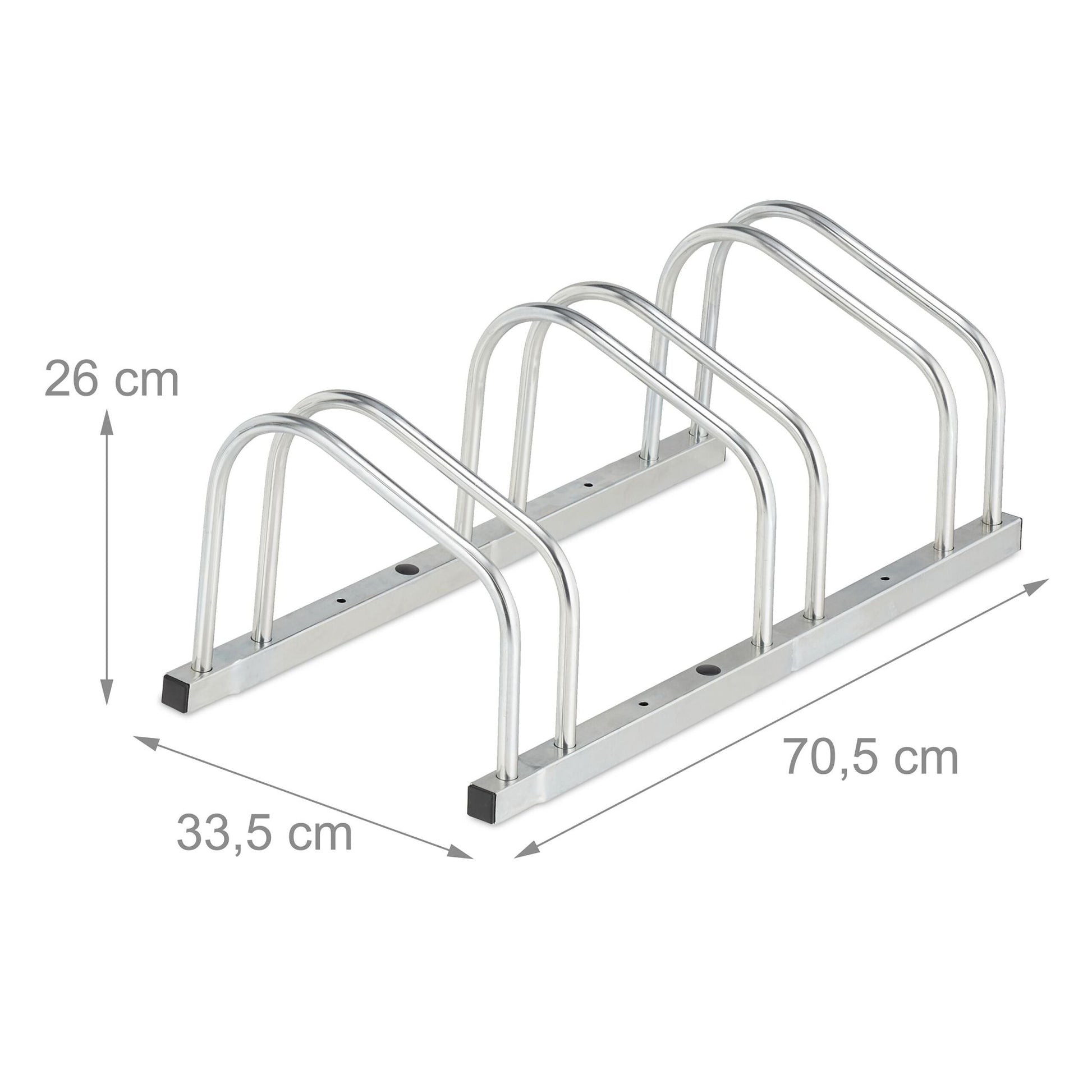 Fahrradständer für 3 Fahrräder Silber von Relaxdays