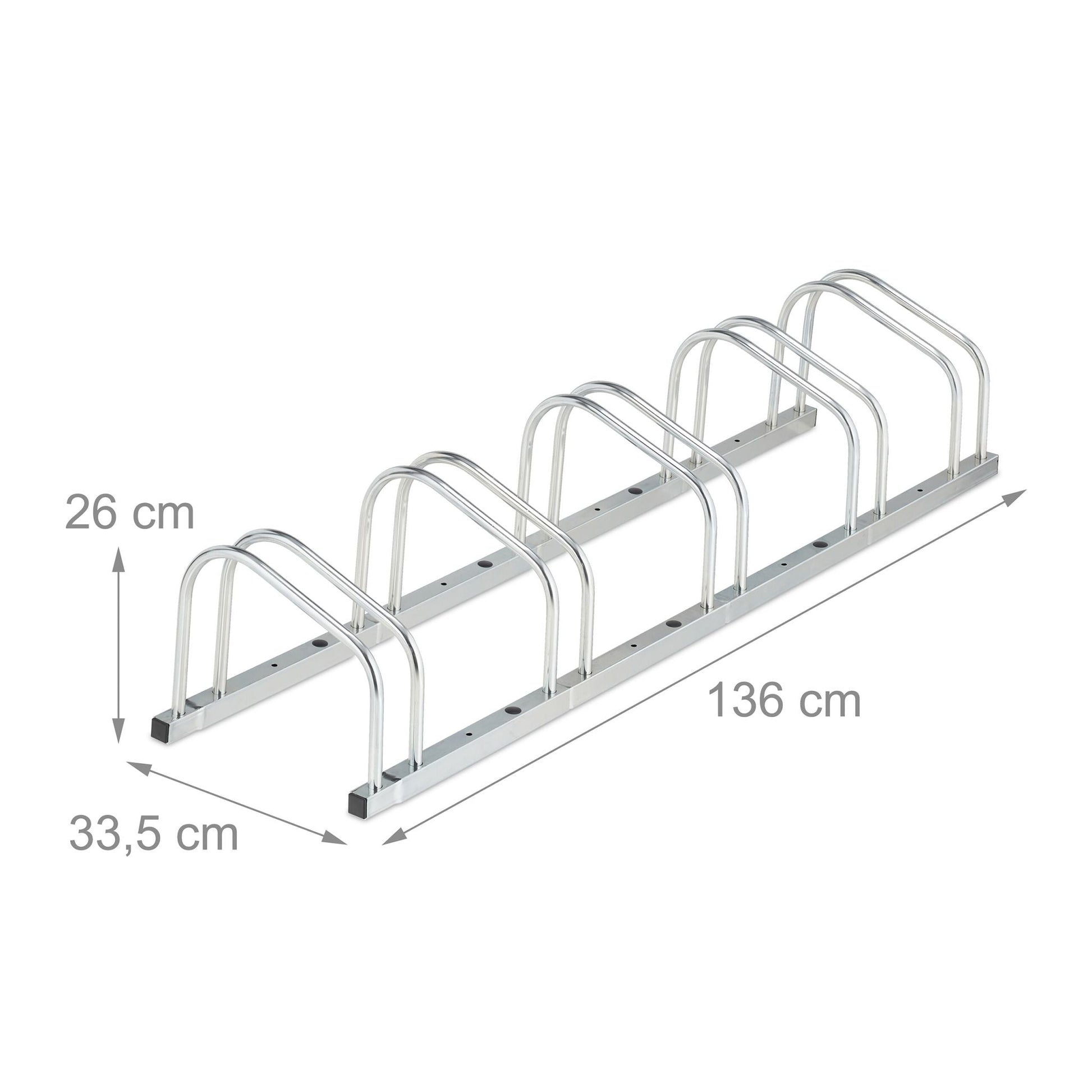 Fahrradständer für 5 Fahrräder Silber von Relaxdays