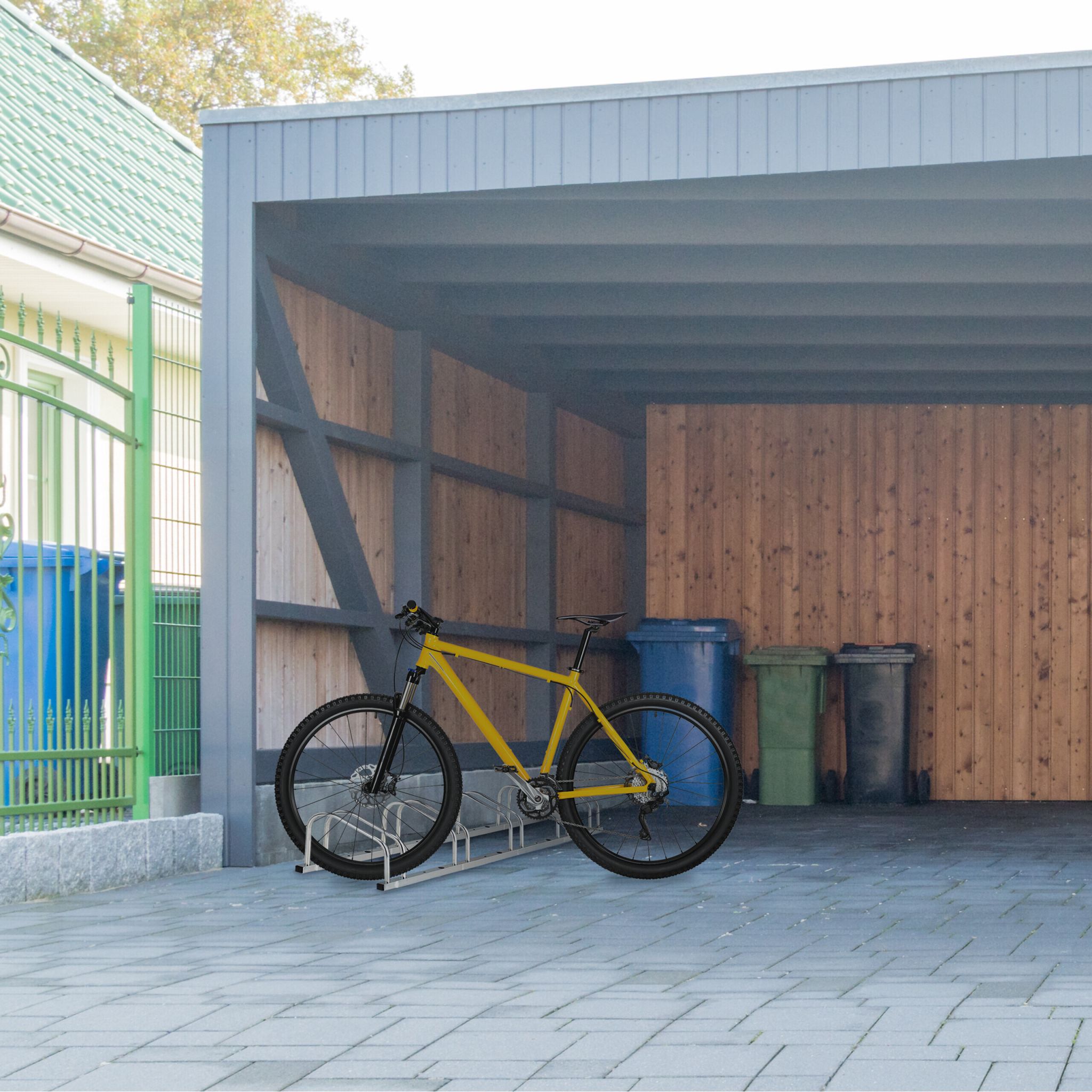 Fahrradständer für 5 Fahrräder Silber von Relaxdays