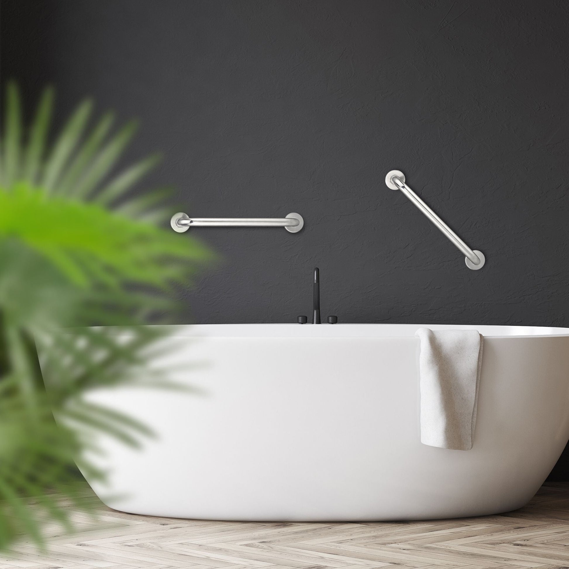 Haltegriffe 2er-Set Edelstahl Silber von Relaxdays