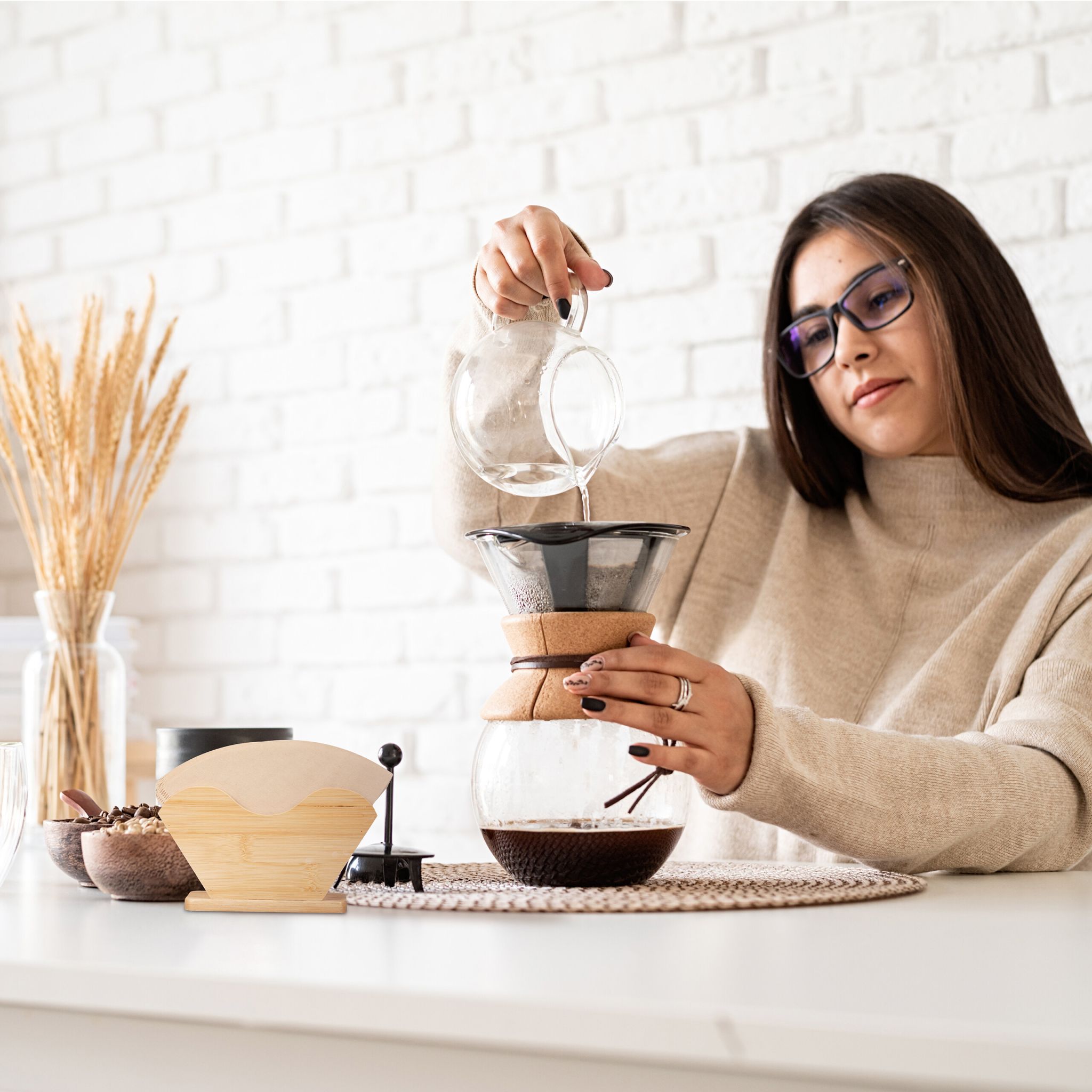 Kaffeefilterhalter Bambus Hellbraun