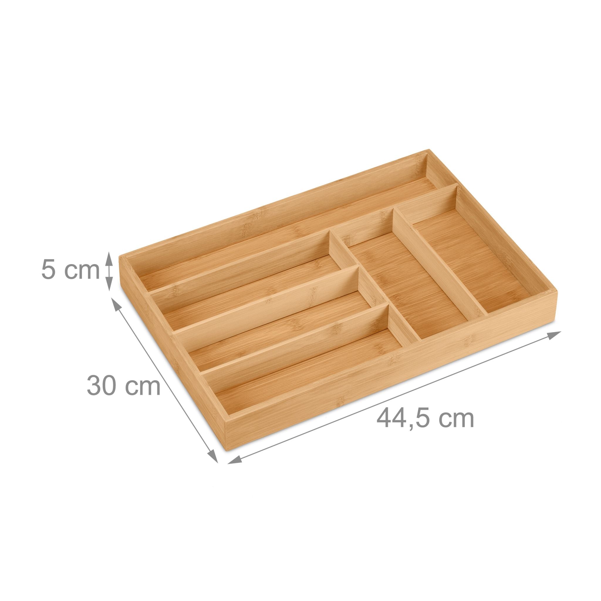 Besteckkasten Bambus 6 Fächer Hellbraun von Relaxdays