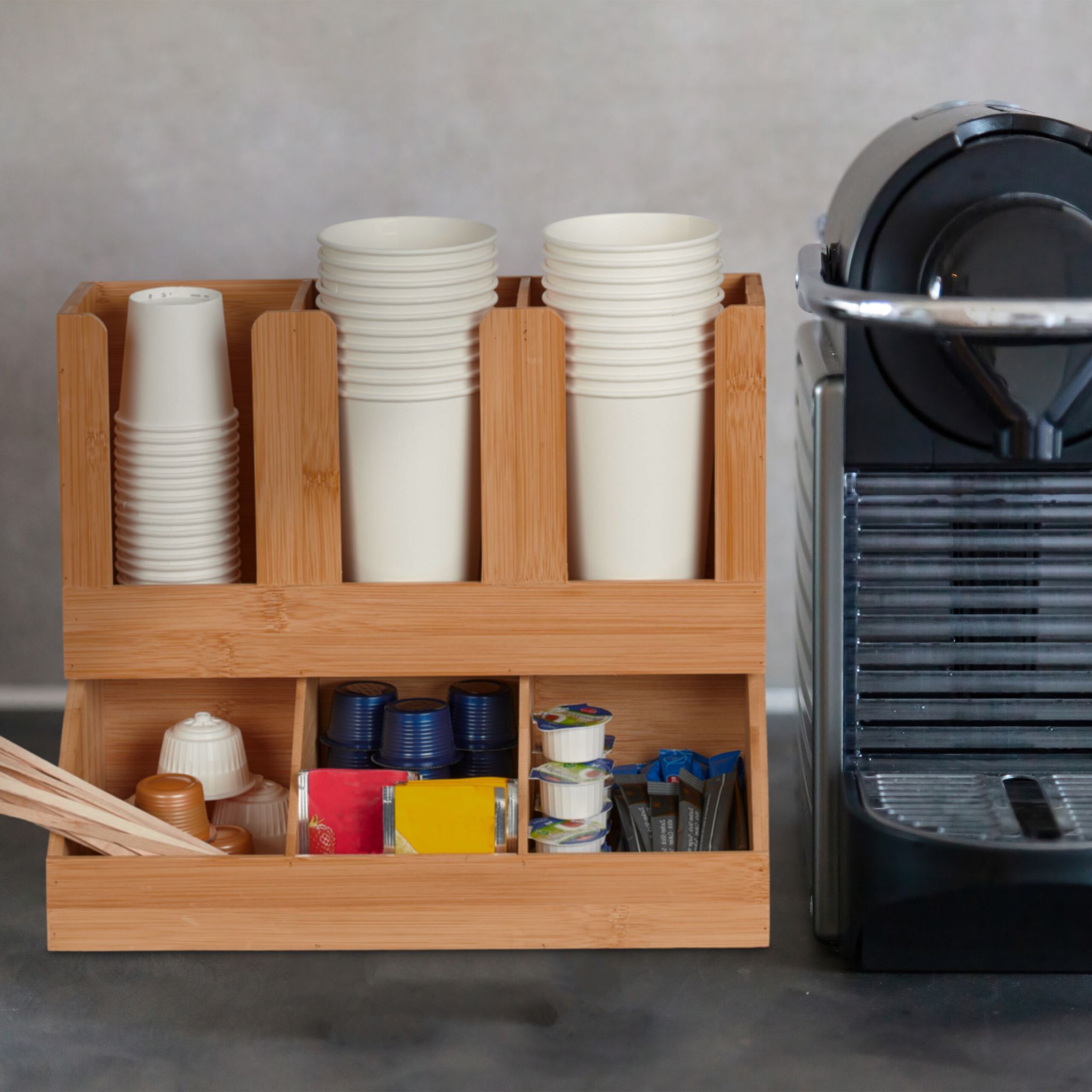 Kaffee Organizer 6 Fächer Hellbraun von Relaxdays