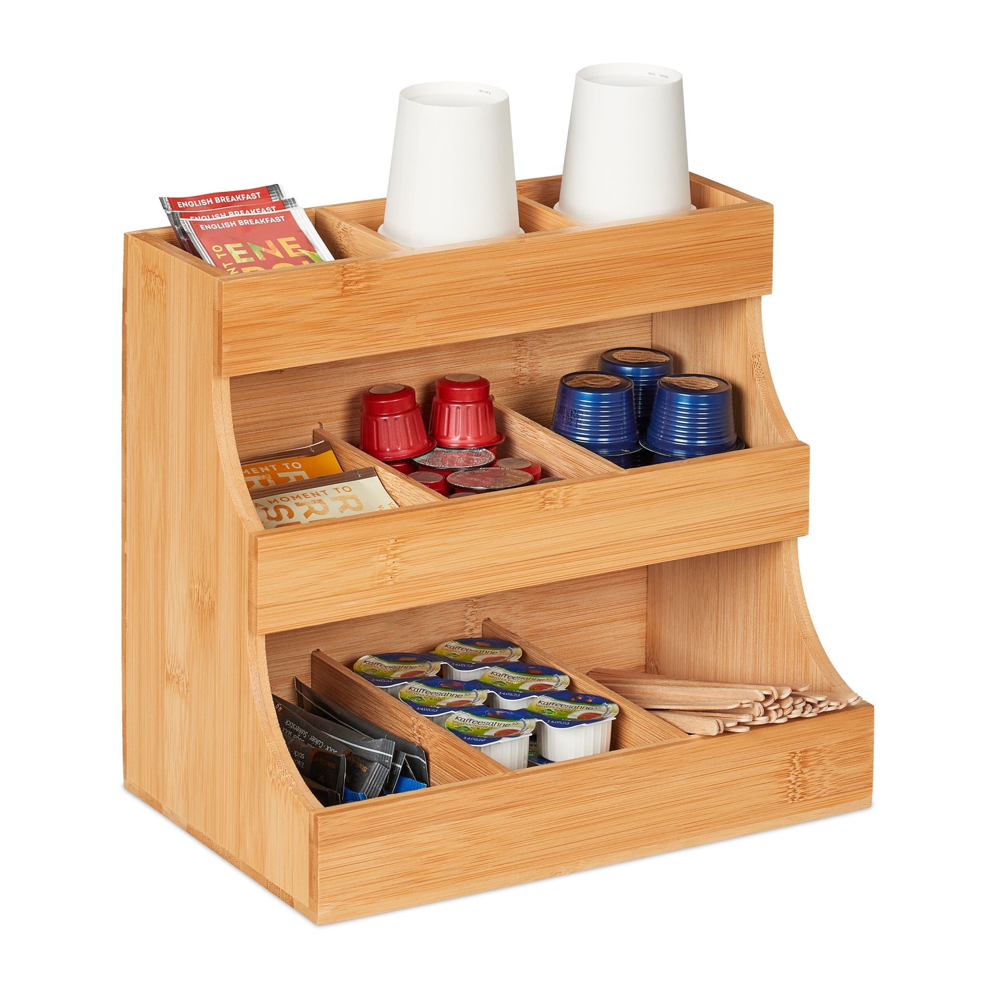 Kaffee Organizer 9 Fächer Hellbraun von Relaxdays