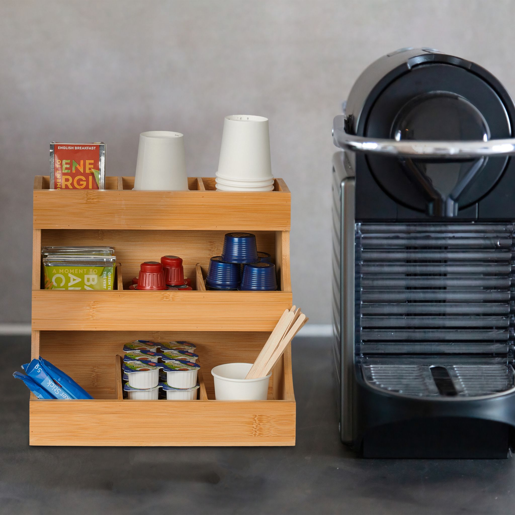 Kaffee Organizer 9 Fächer Hellbraun von Relaxdays