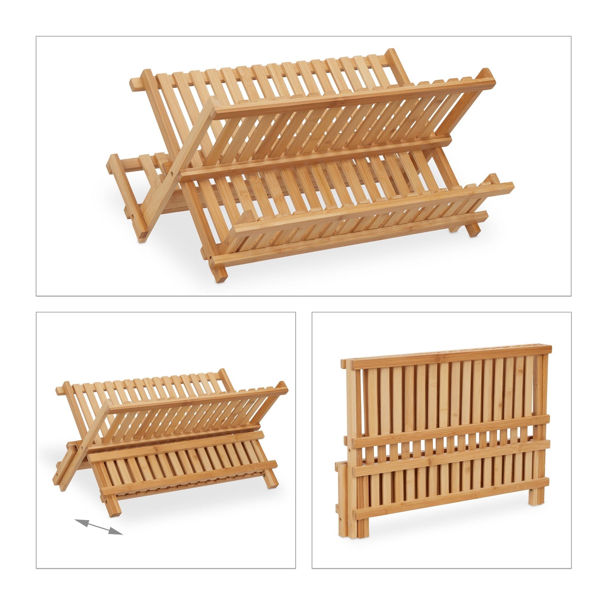 Abtropfgestell klappbar BambusHellbraun von Relaxdays
