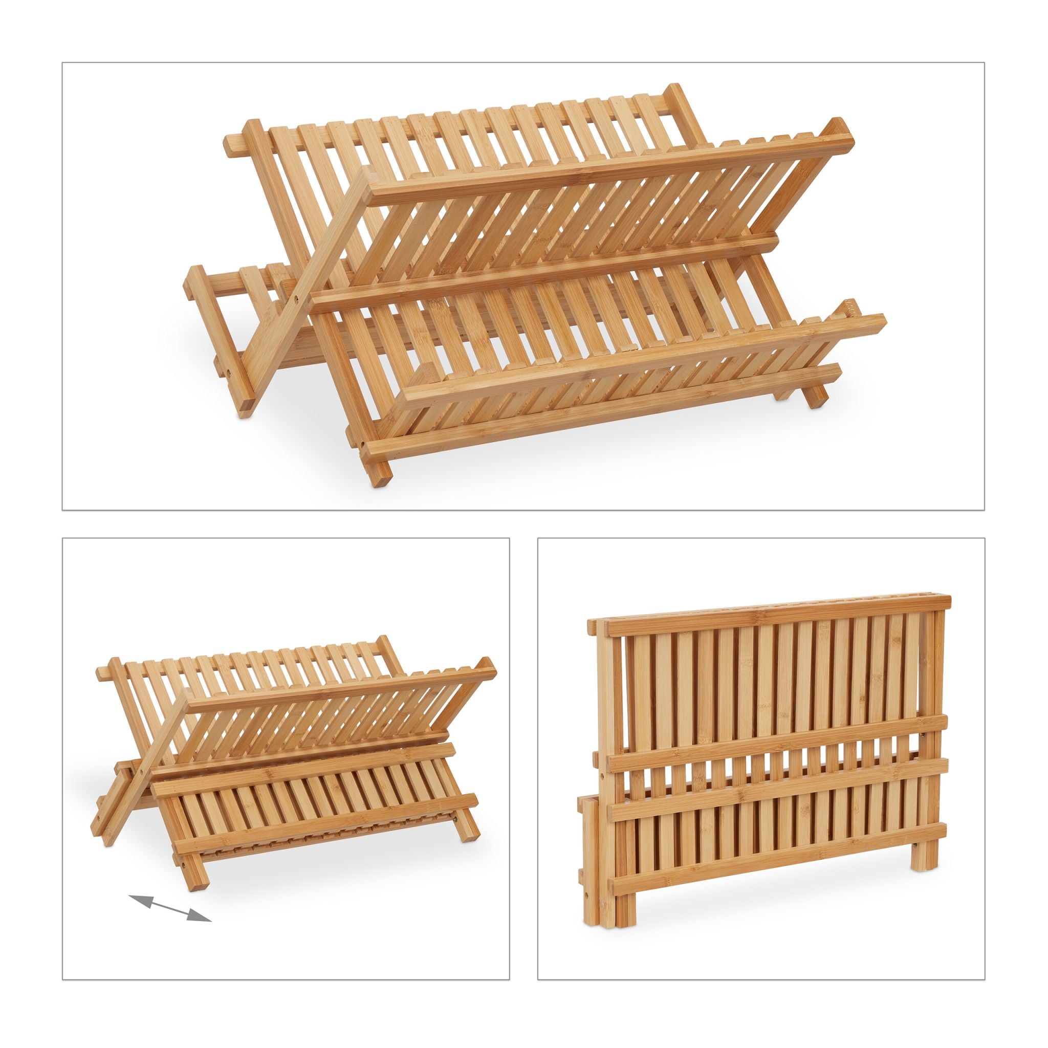 Abtropfgestell klappbar BambusHellbraun von Relaxdays