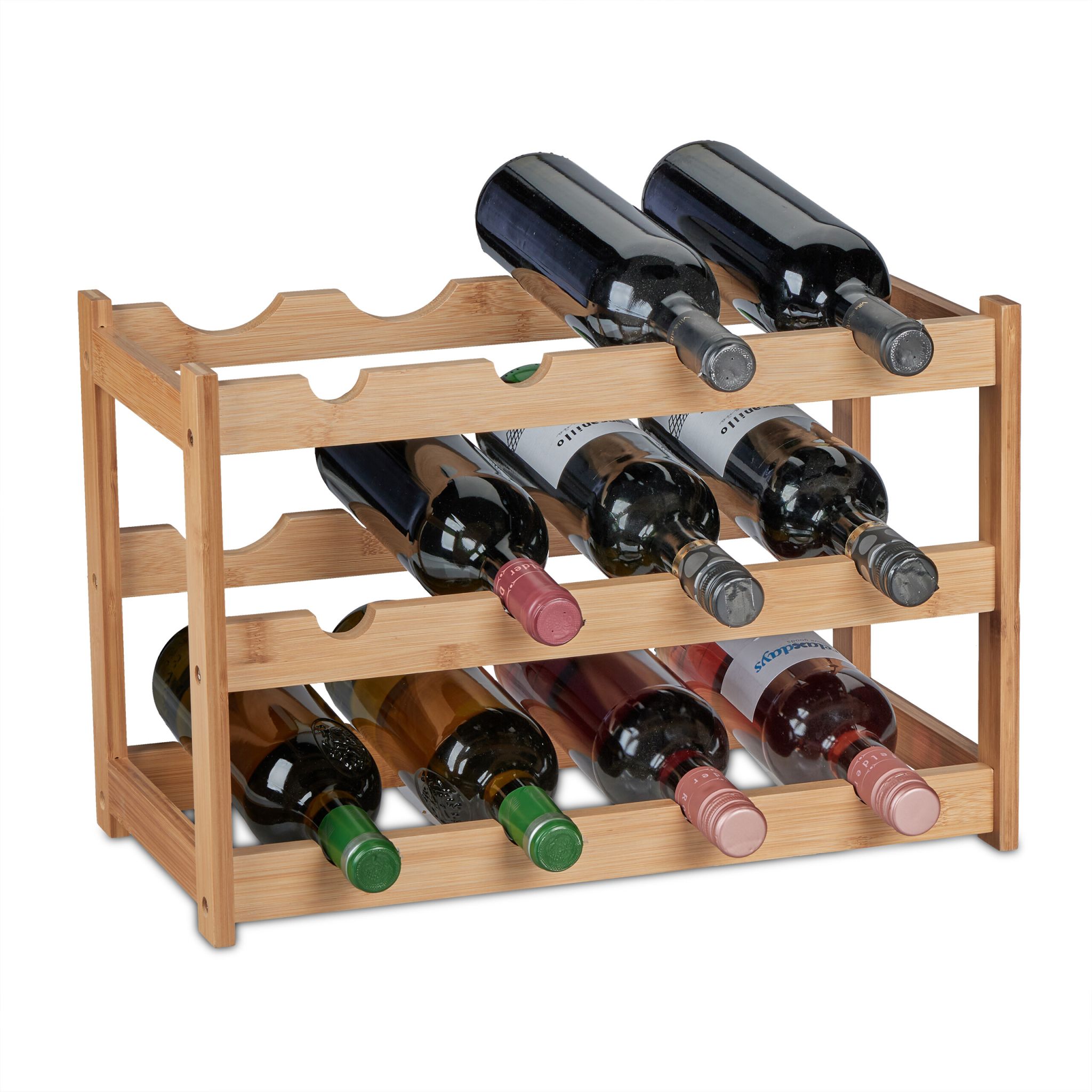 Weinregal für 12 Flaschen Hellbraun von Relaxdays