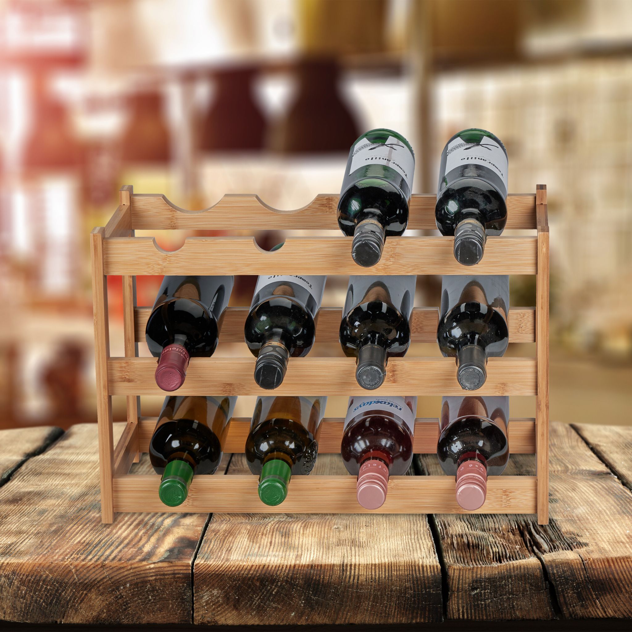 Weinregal für 12 Flaschen Hellbraun von Relaxdays