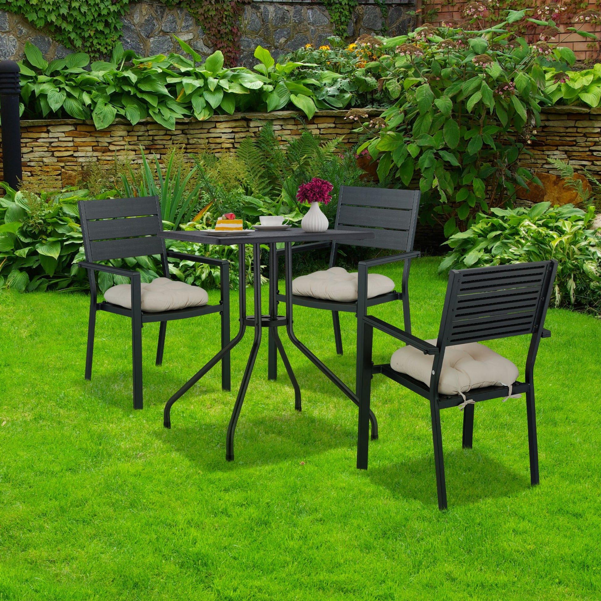 Gartentisch in schwarzer Holzoptik Schwarz von Relaxdays