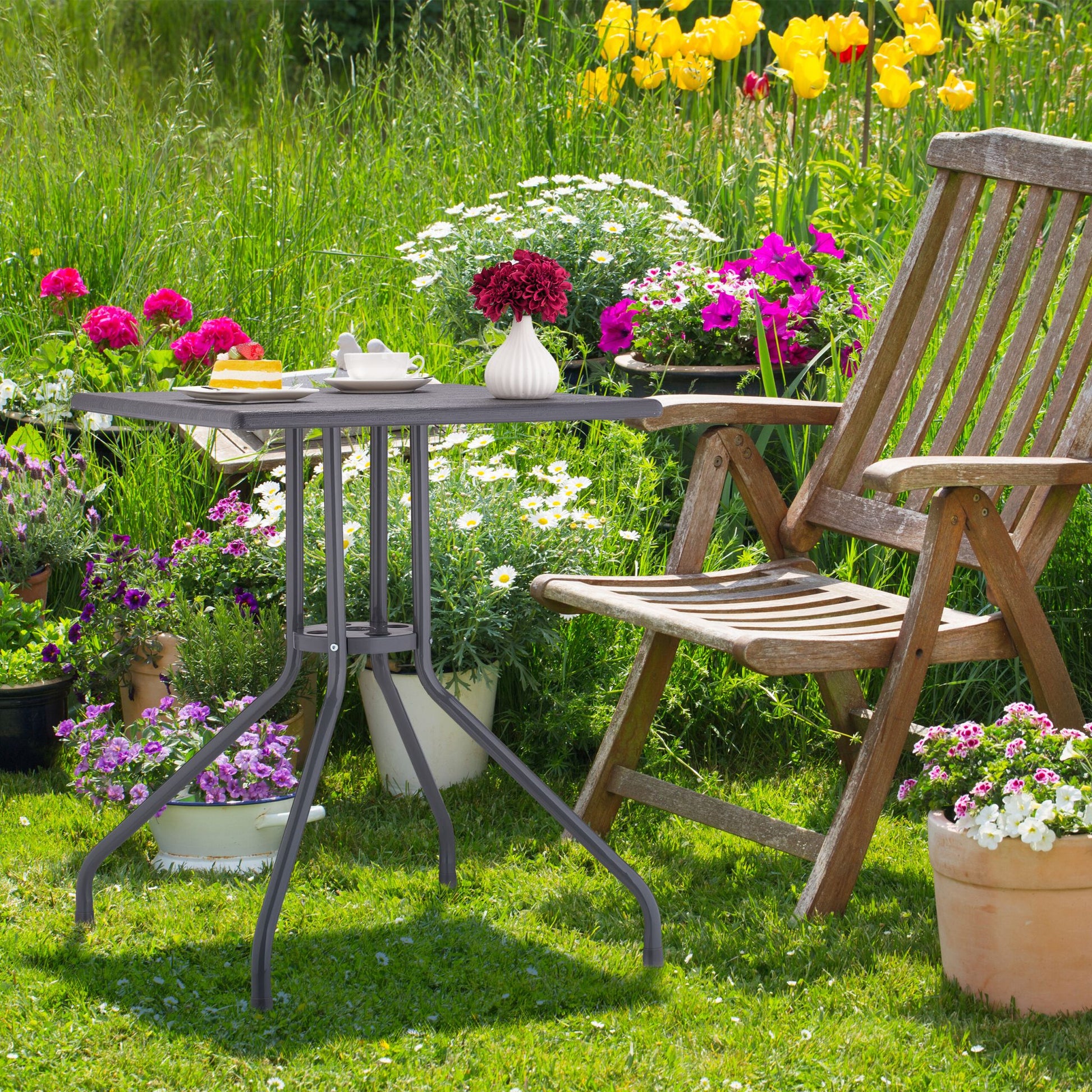Gartentisch in grauer Holzoptik Grau von Relaxdays