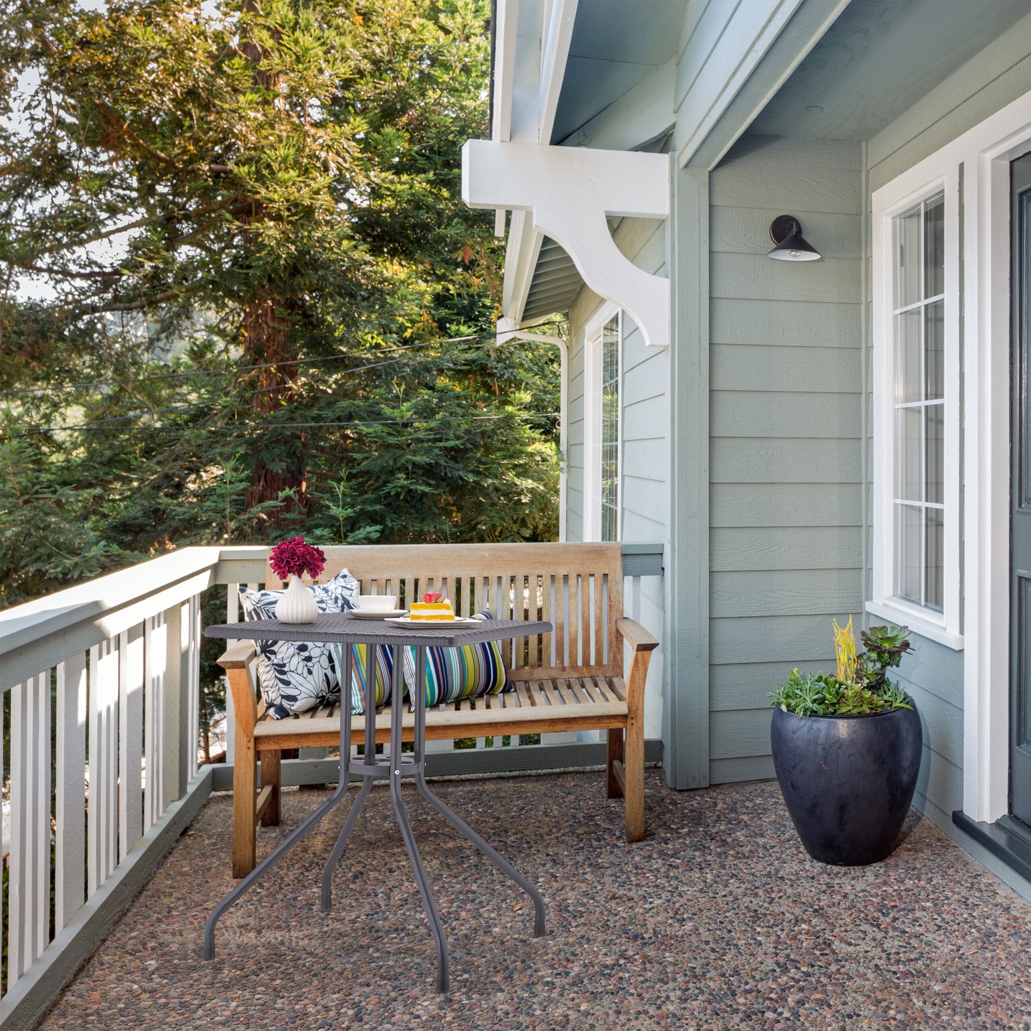 Gartentisch in grauer Rattan-Optik Grau von Relaxdays