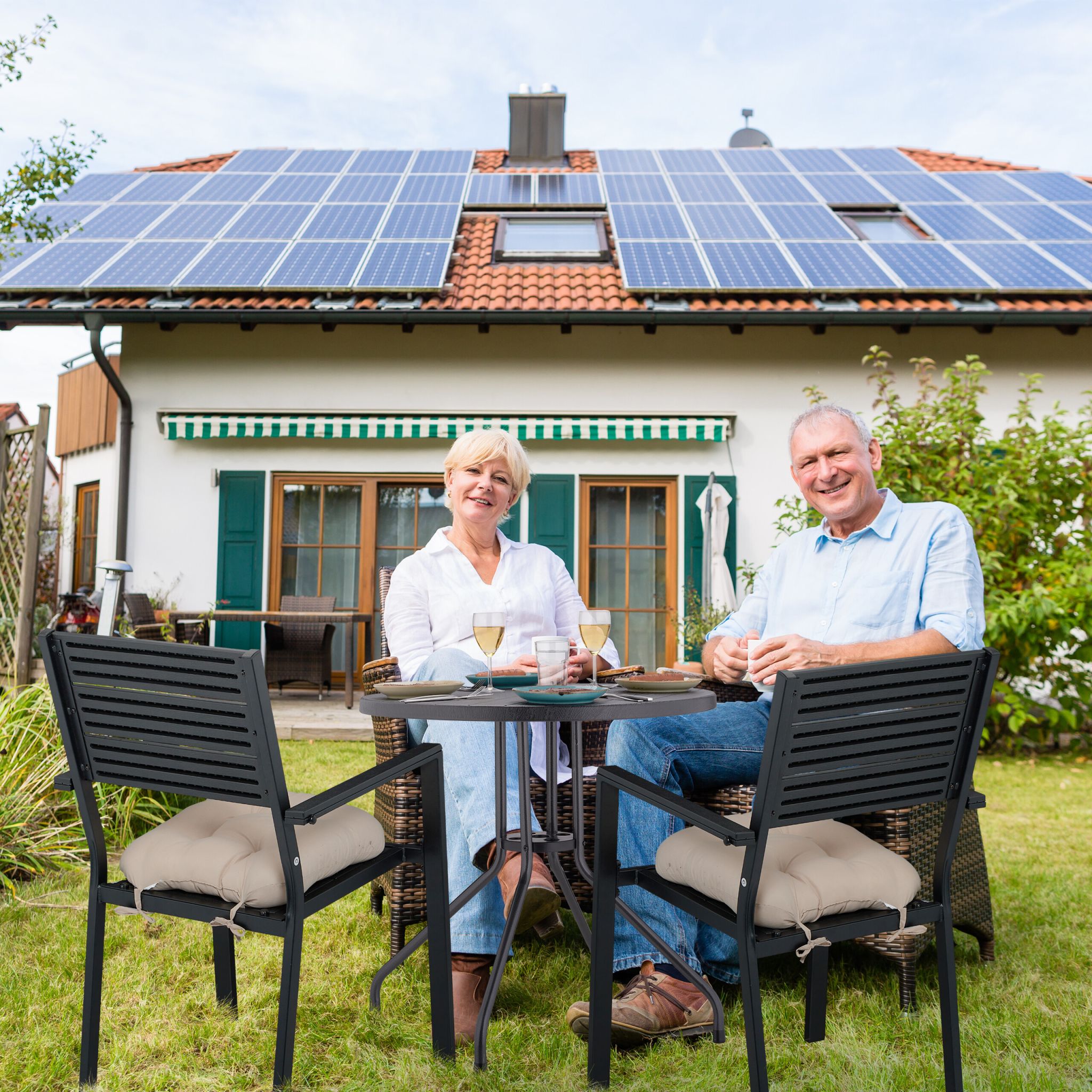 Gartenstuhl 2er-Set Schwarz von Relaxdays