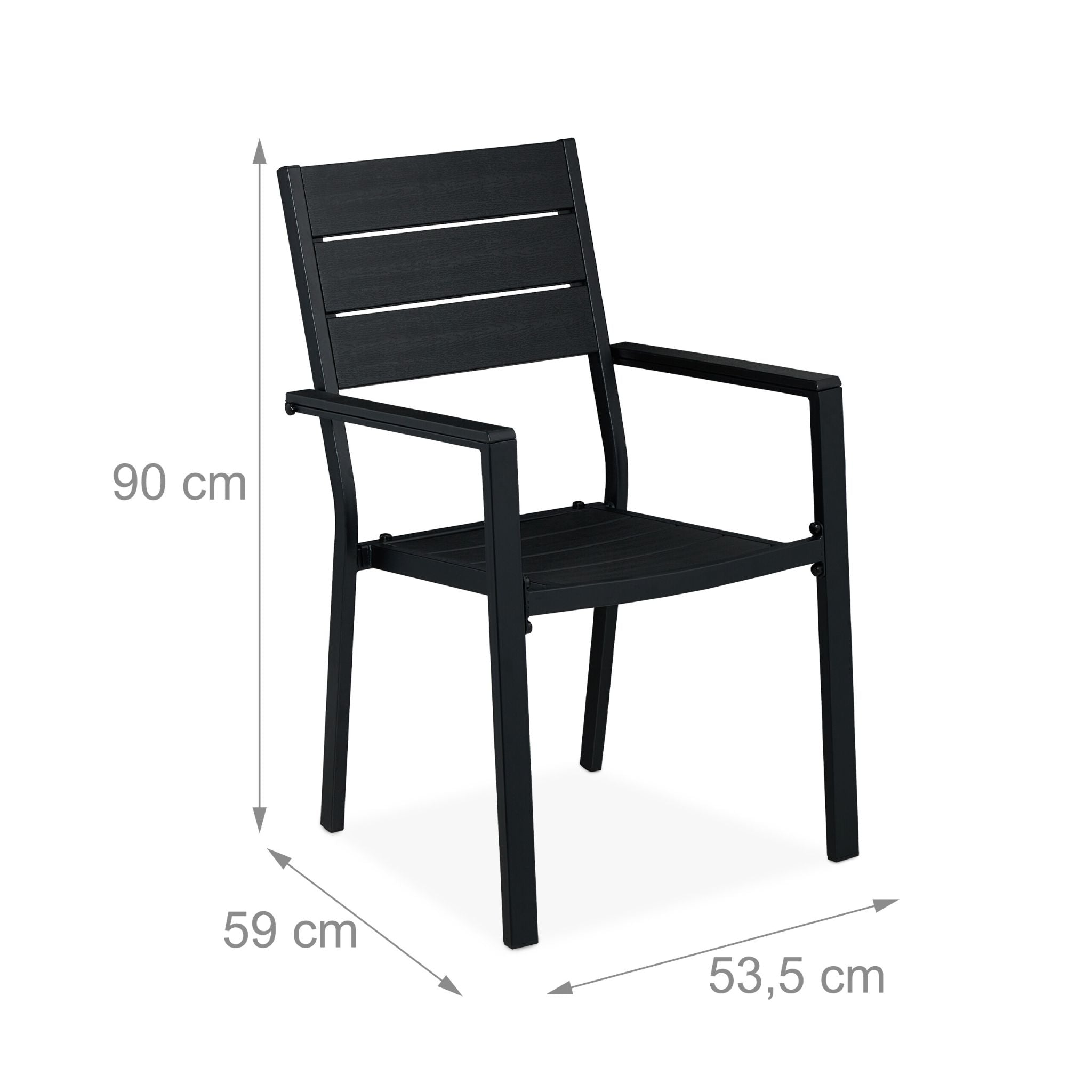 Gartenstuhl 2er-Set Schwarz von Relaxdays