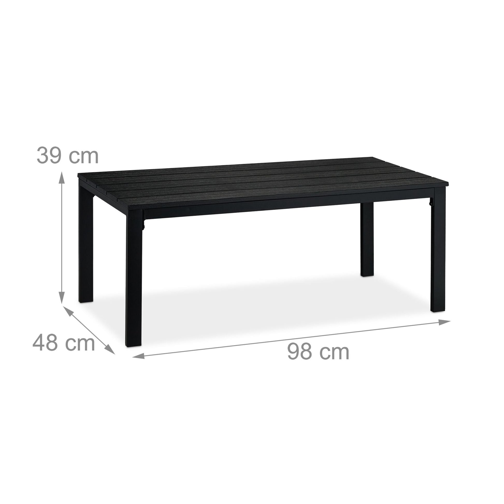 Rechteckiger Gartentisch Holzoptik Schwarz von Relaxdays