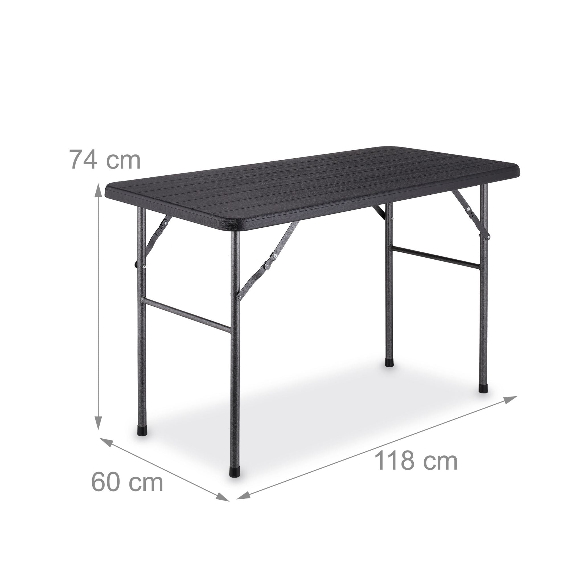 Eckiger Gartentisch in Holzoptik Schwarz