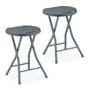 Rattan Klapphocker 2er-Set Grau von Relaxdays