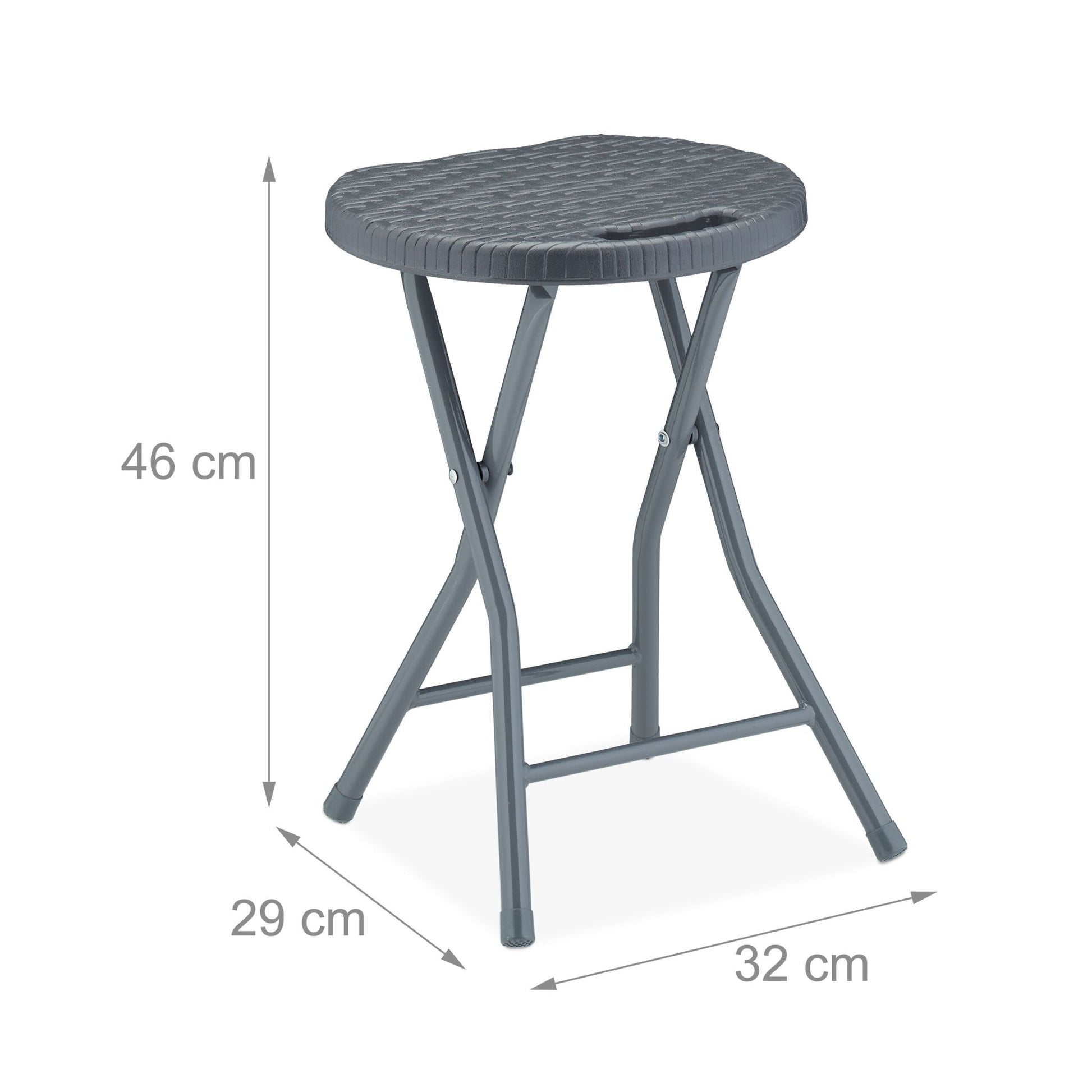 Rattan Klapphocker 2er-Set Grau von Relaxdays