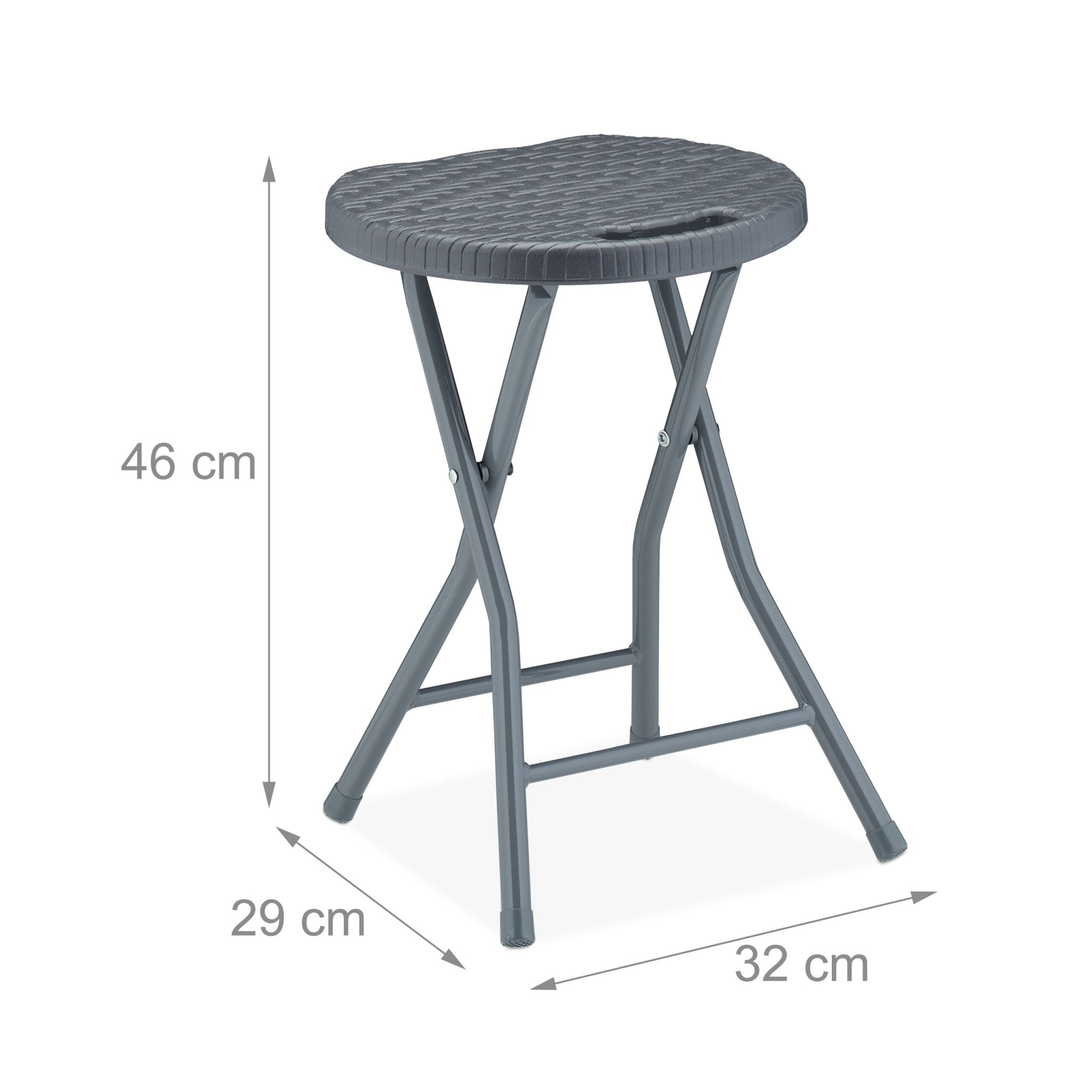 Rattan Klapphocker 2er-Set Grau von Relaxdays