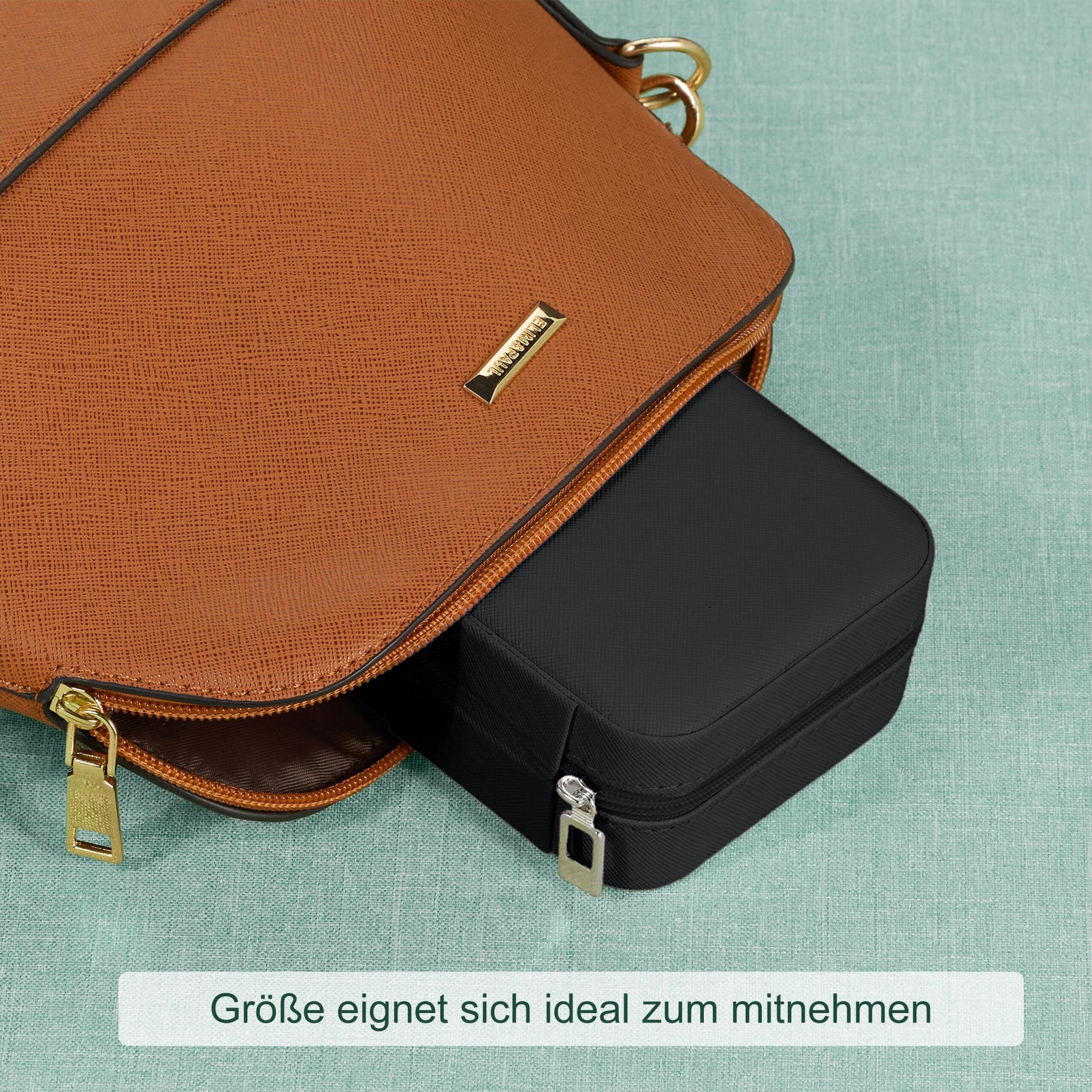 Schmuckkästchen für Reisen Creme-Schwarz-Silber von Relaxdays