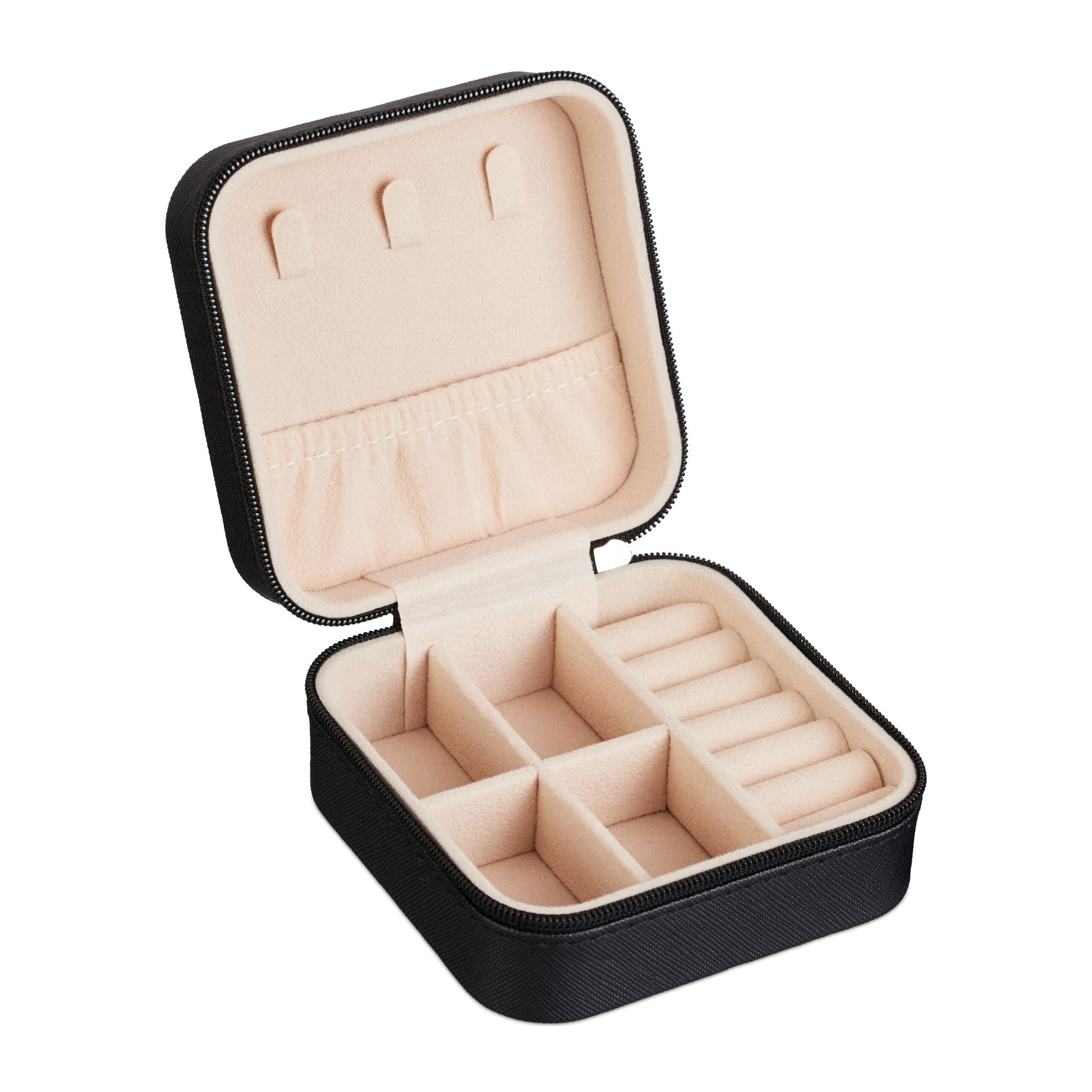 Schmuckkästchen für Reisen Creme-Schwarz-Silber von Relaxdays