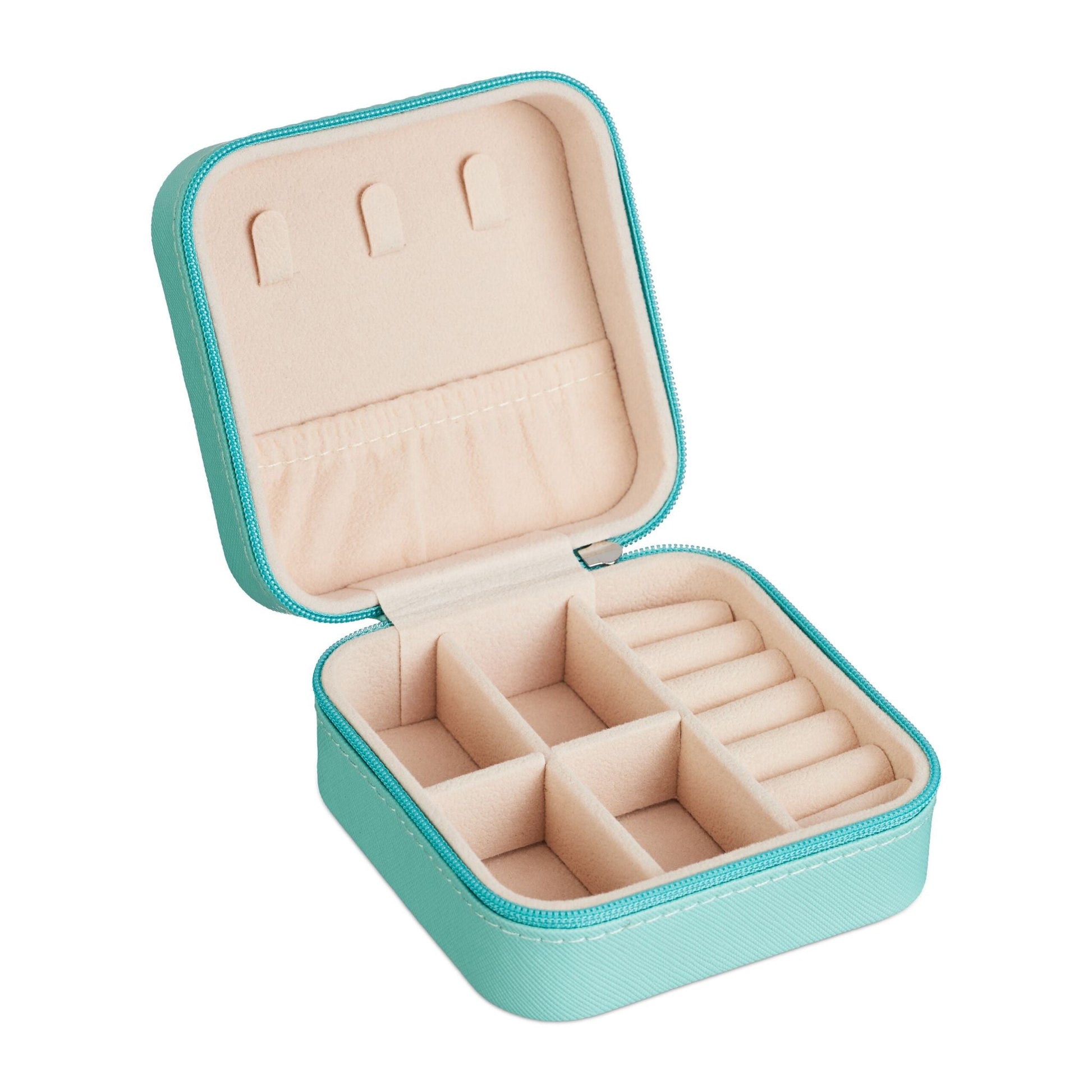 Schmuckkästchen für Reisen Creme-Silber-Türkis von Relaxdays