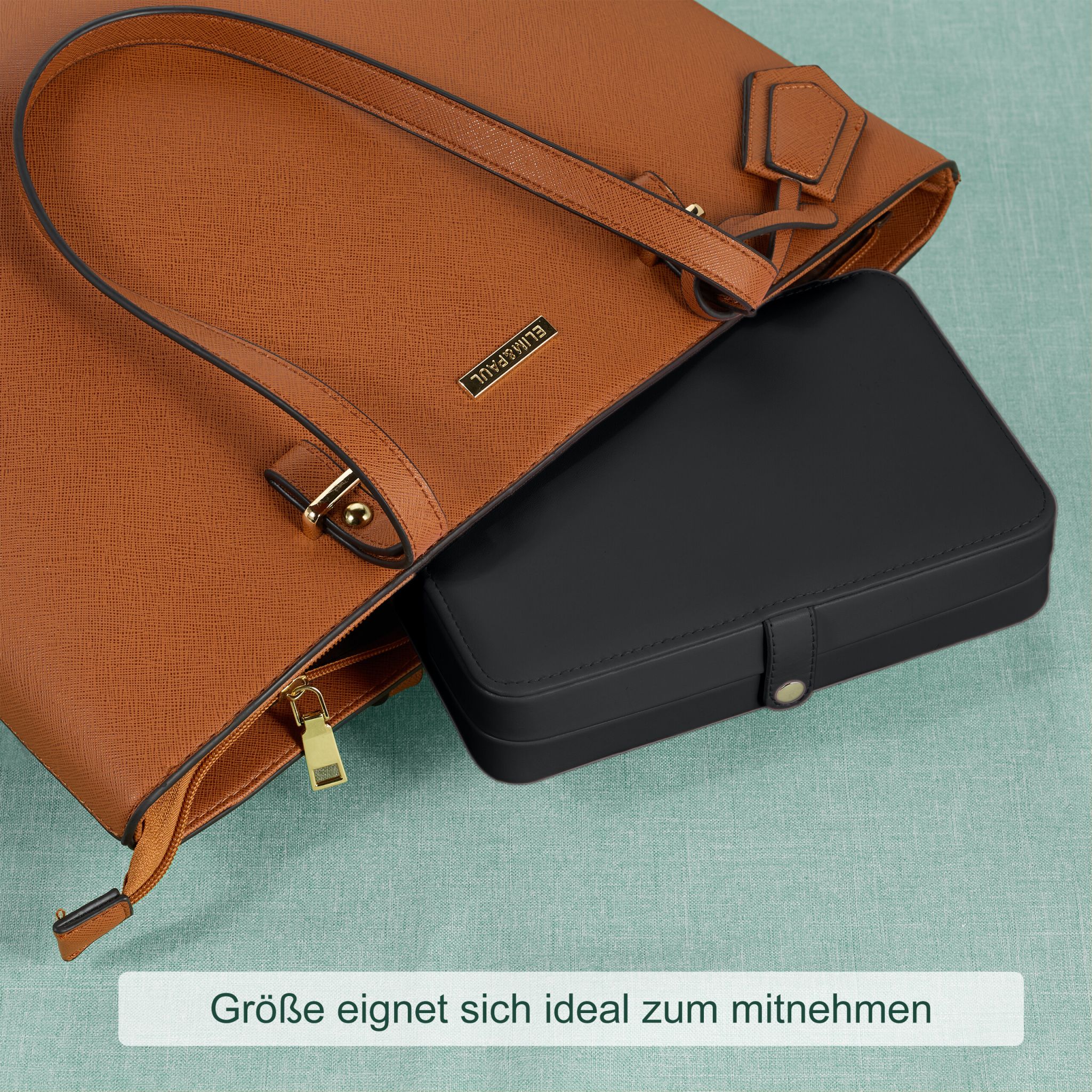 Schmuckkästchen für Reisen Creme-Schwarz-Silber von Relaxdays