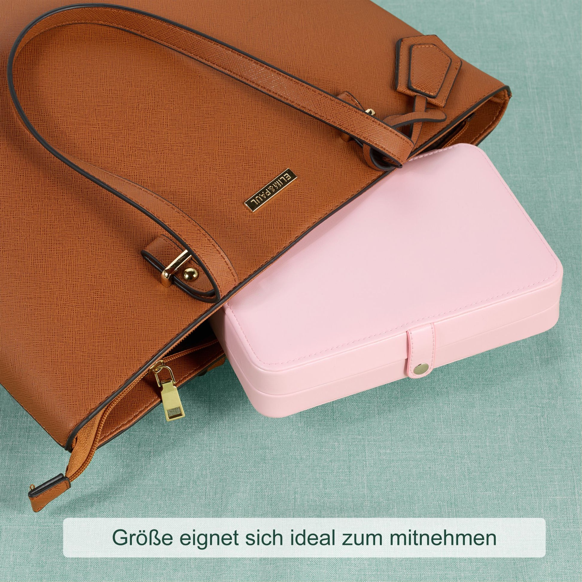 Schmuckkästchen für Reisen Creme-Rosa-Silber von Relaxdays