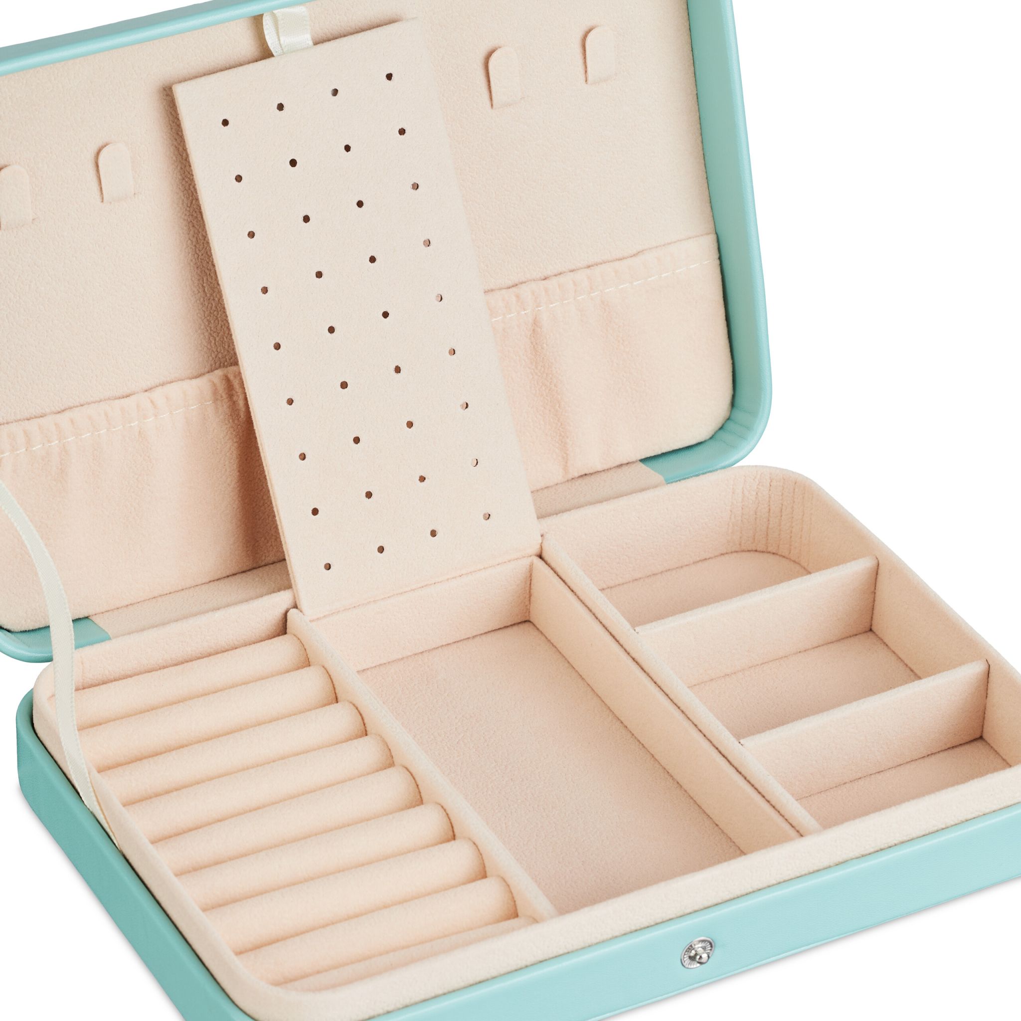 Schmuckkästchen für Reisen Creme-Silber-Türkis von Relaxdays