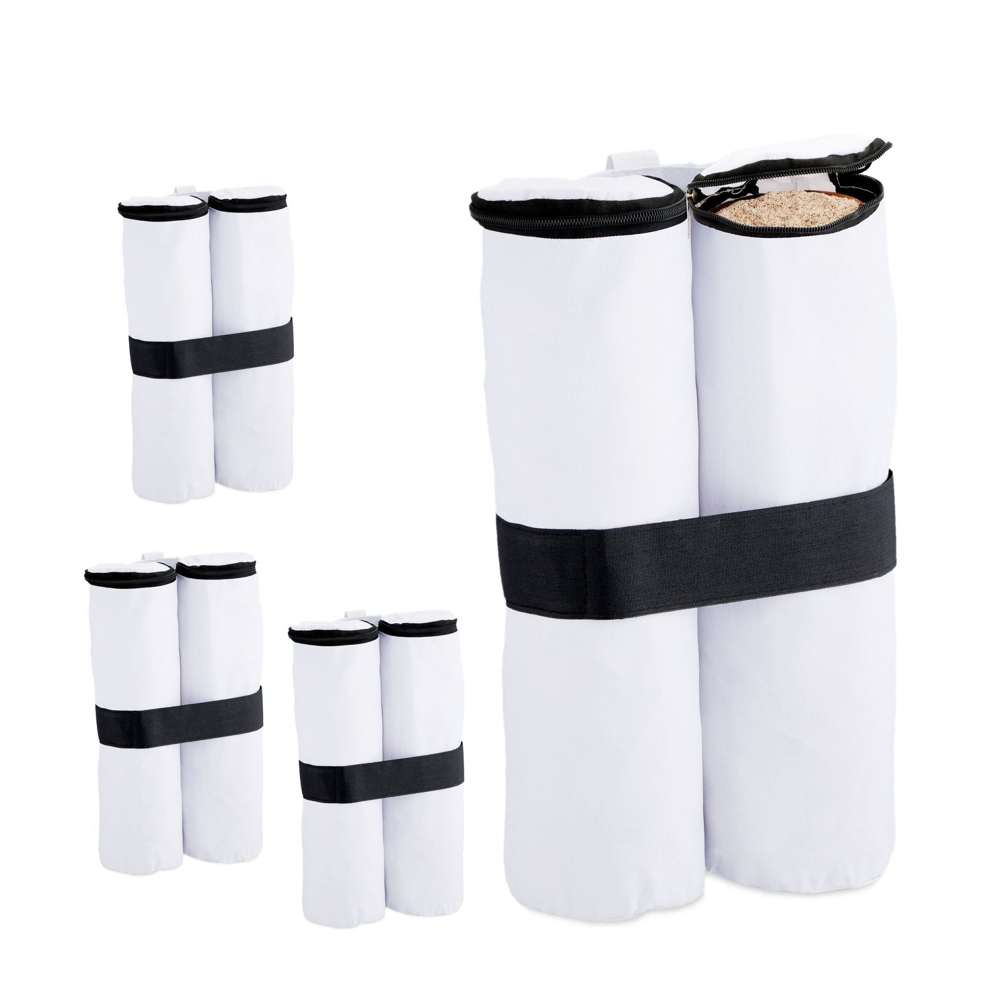 Pavillon Sandsäcke 4er-Set Weiss-Schwarz von Relaxdays