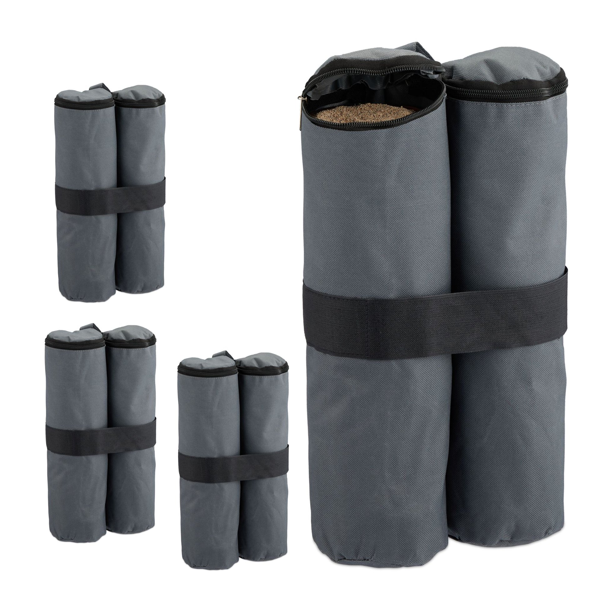 Pavillon Sandsäcke 4er-Set Anthrazit-Schwarz von Relaxdays