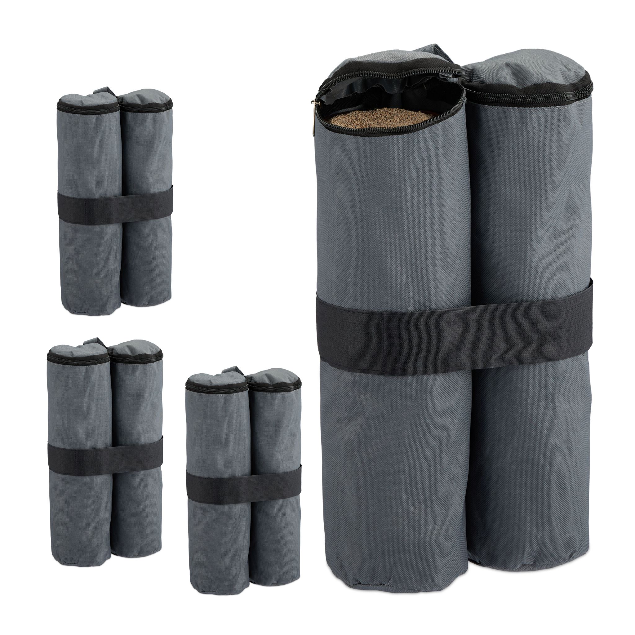 Pavillon Sandsäcke 4er-Set Anthrazit-Schwarz von Relaxdays