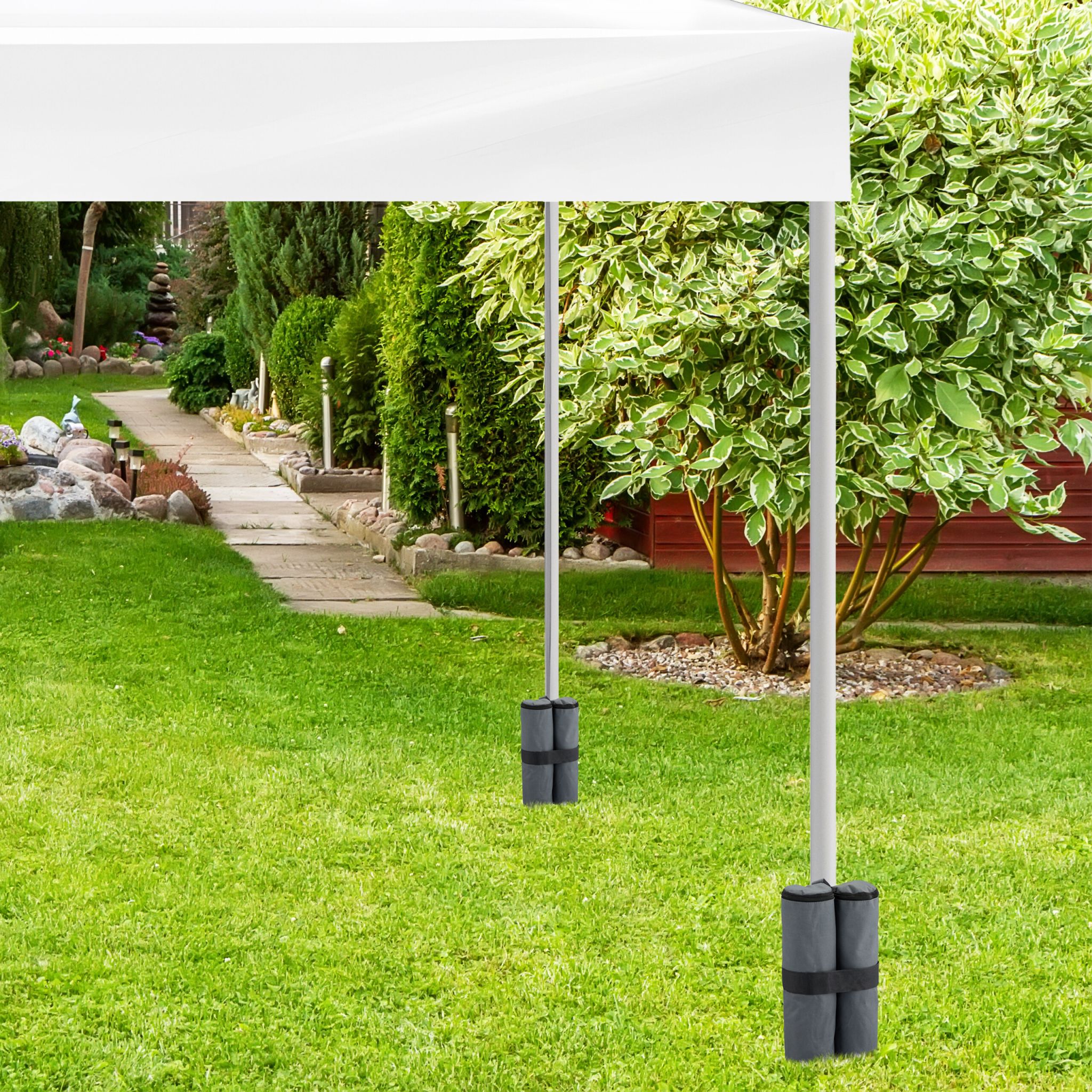 Pavillon Sandsäcke 4er-Set Anthrazit-Schwarz von Relaxdays