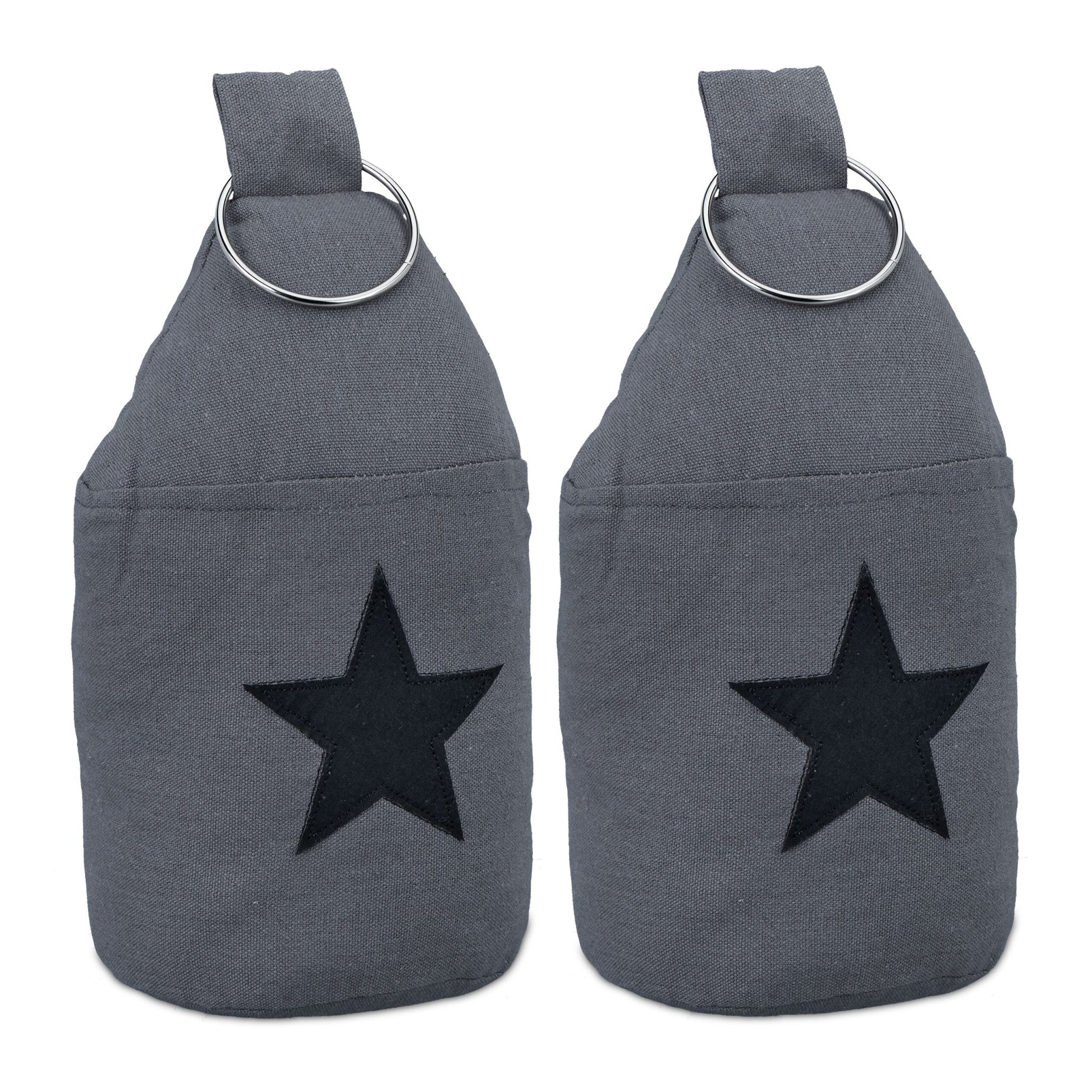 Türstopper Stern 2er-Set Schwarz-Silber von Relaxdays