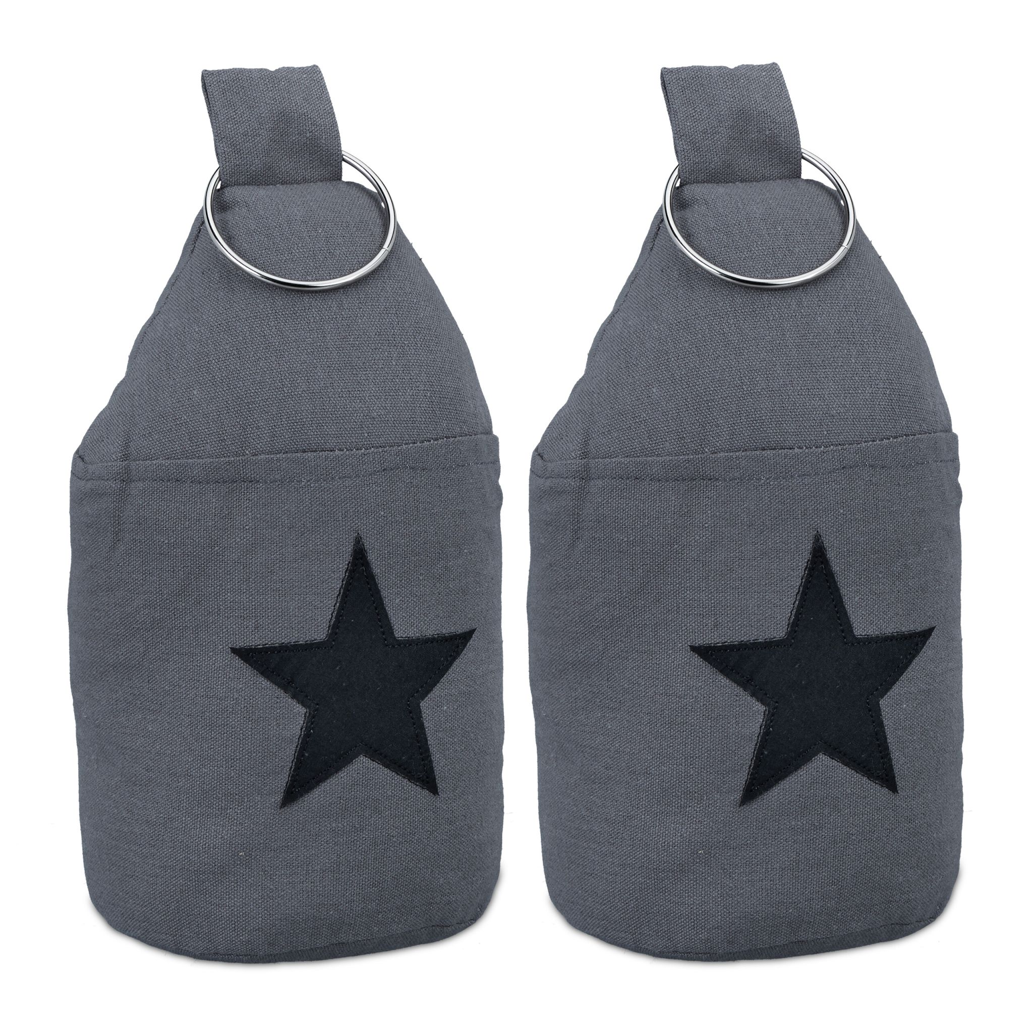 Türstopper Stern 2er-Set Schwarz-Silber von Relaxdays