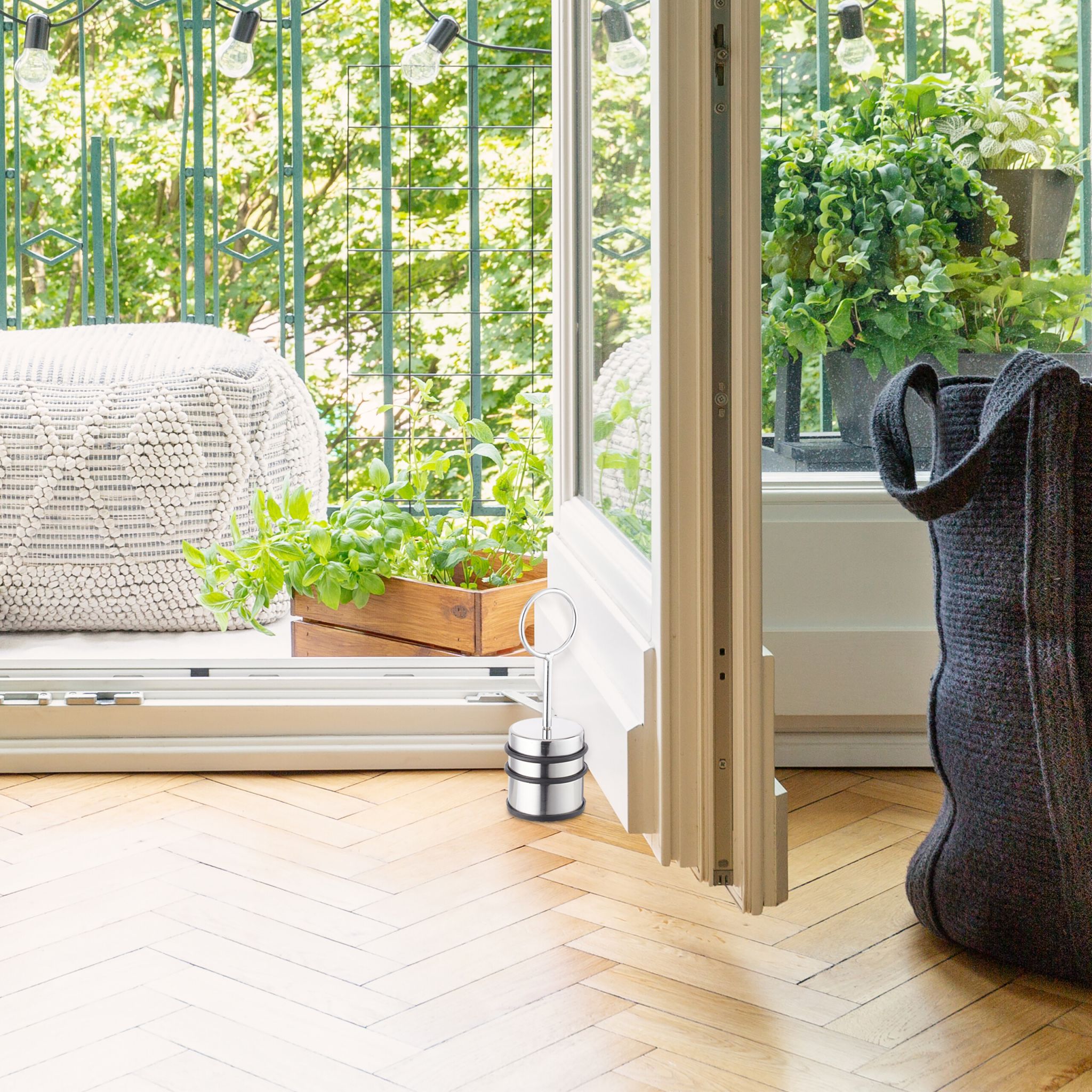 Türstopper mit Griff 2er-Set Schwarz-Silber von Relaxdays
