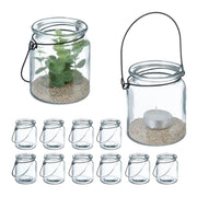 Windlicht Glas 12er-Set Schwarz-Transparent von Relaxdays
