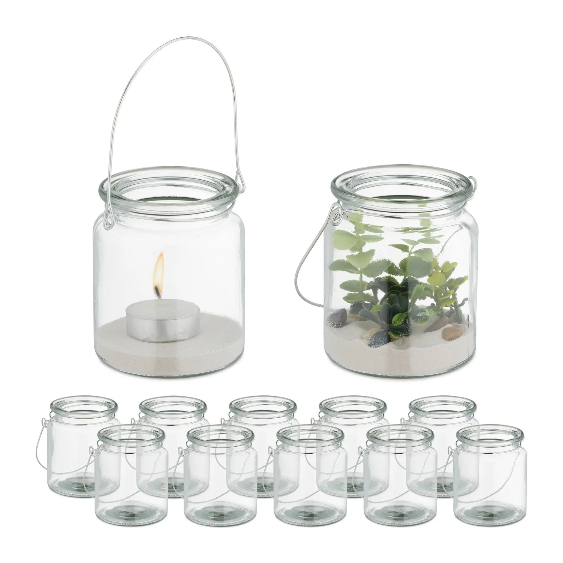 Windlicht Glas 12er-Set Silber-Transparent von Relaxdays
