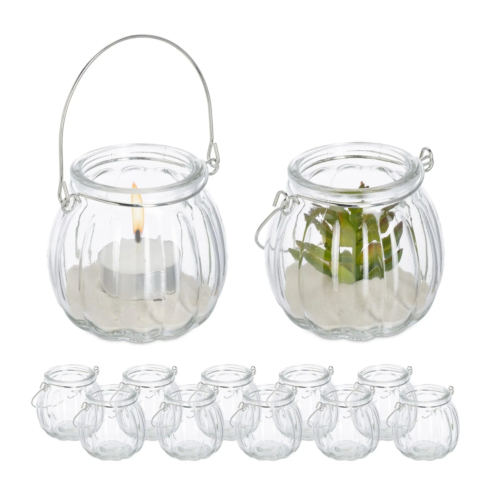 Windlicht Glas 12er-Set Silber-Transparent von Relaxdays