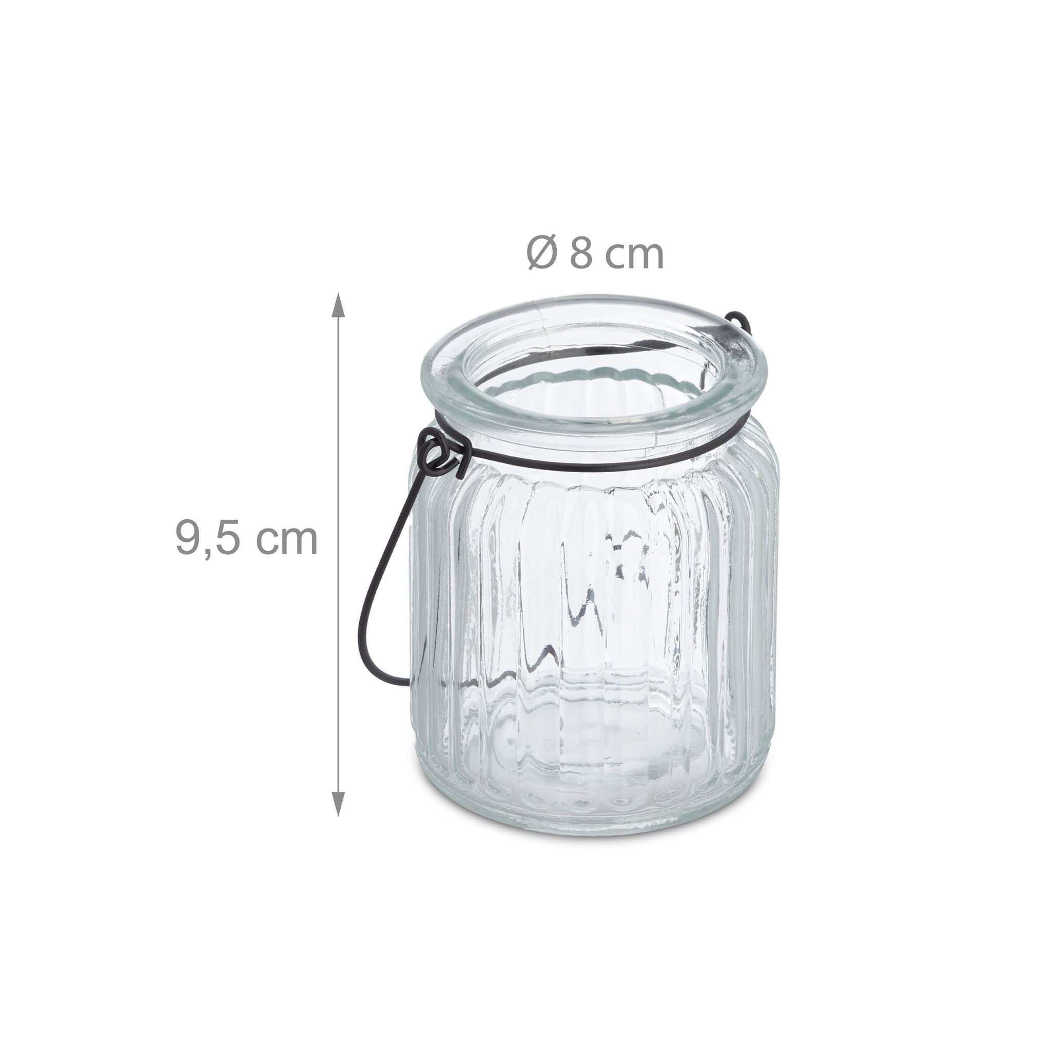 Transparentes Windlicht 12er-Set Schwarz-Transparent von Relaxdays
