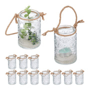 Vintage Windlicht 12er-Set Hellbraun-Transparent von Relaxdays