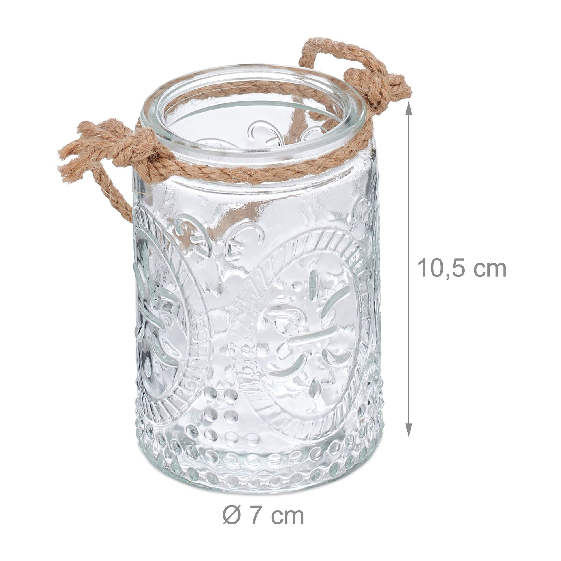 Vintage Windlicht 12er-Set Hellbraun-Transparent von Relaxdays