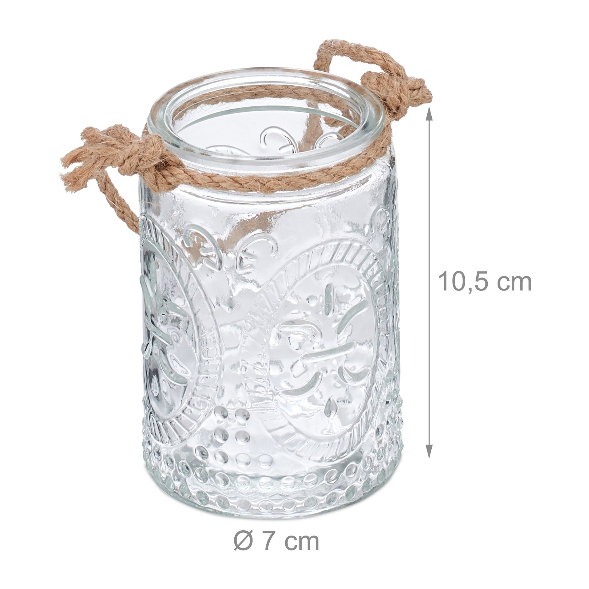 Vintage Windlicht 12er-Set Hellbraun-Transparent von Relaxdays